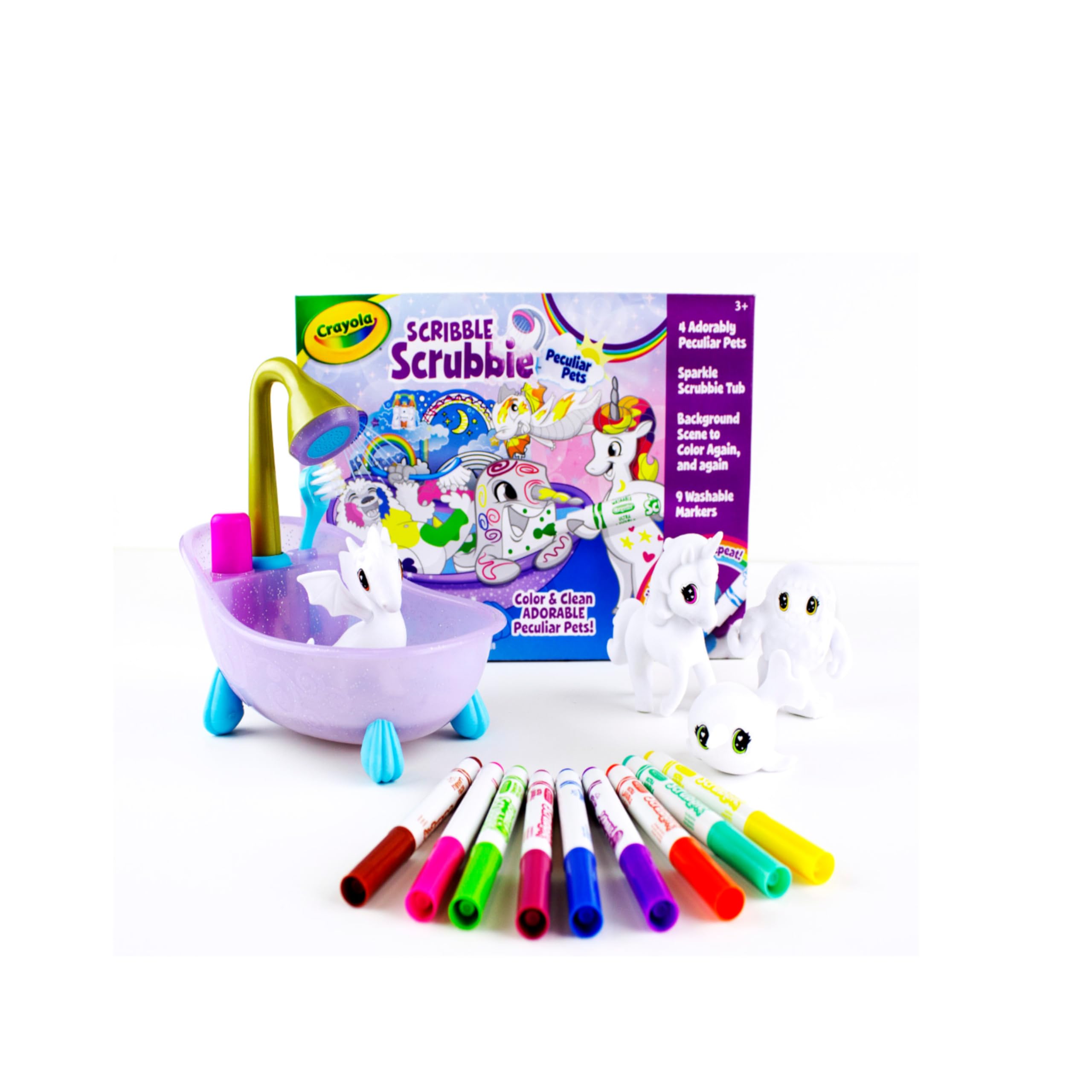 Crayola Scribble Scrubbie Peculiar Pets, Washable Pet Grooming Toy Set for Kids, DIY Toddler Arts & Crafts, Gifts for Girls & Boys, Ages 3+