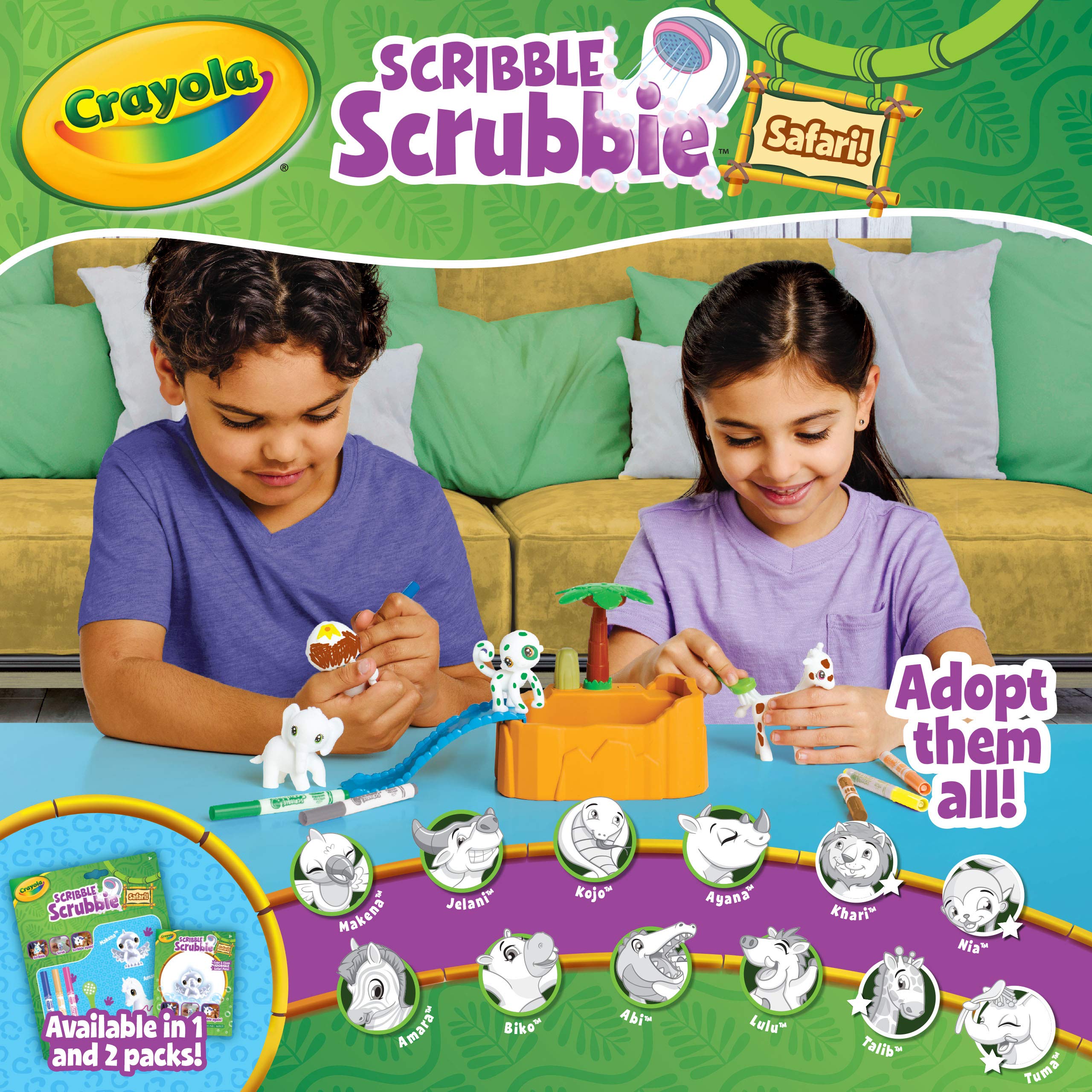 Crayola Scribble Scrubbie Safari Animals Tub Set, Color & Wash Creative Toy, Gift for Kids, Age 3, 4, 5, 6 6 Crayola Scribble Scrubbie Safari Animals Tub Set, Color & Wash Creative Toy, Gift for Kids, Age 3, 4, 5, 6