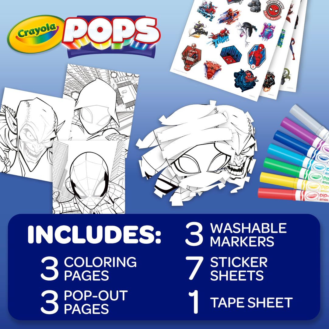 Crayola POPs 3D Kids Art Set, Spiderman Coloring Book Alternative, Gift for Boys & Girls, Ages 5+ 3 Crayola POPs 3D Kids Art Set, Spiderman Coloring Book Alternative, Gift for Boys & Girls, Ages 5+