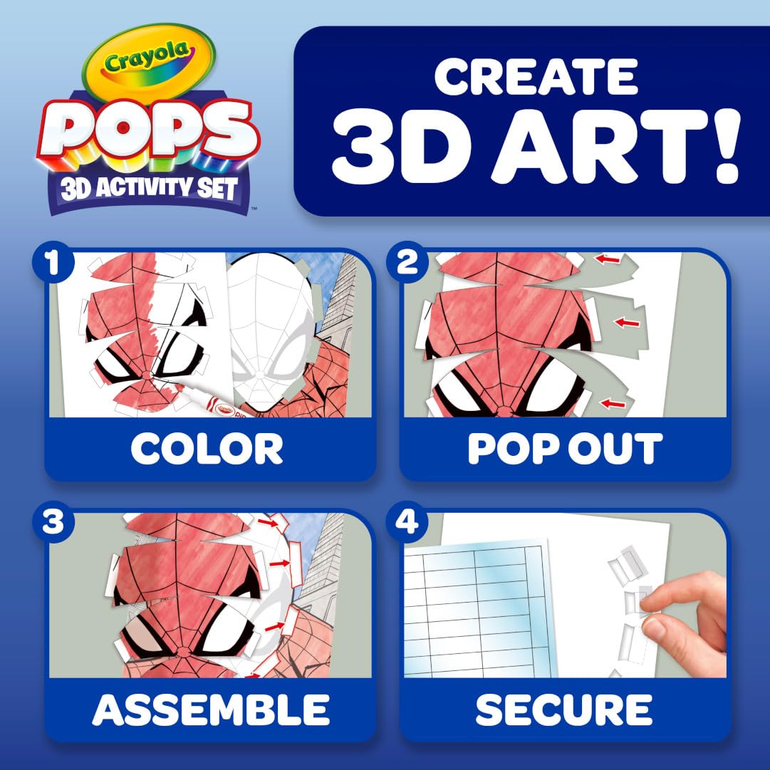Crayola POPs 3D Kids Art Set, Spiderman Coloring Book Alternative, Gift for Boys & Girls, Ages 5+ 4 Crayola POPs 3D Kids Art Set, Spiderman Coloring Book Alternative, Gift for Boys & Girls, Ages 5+