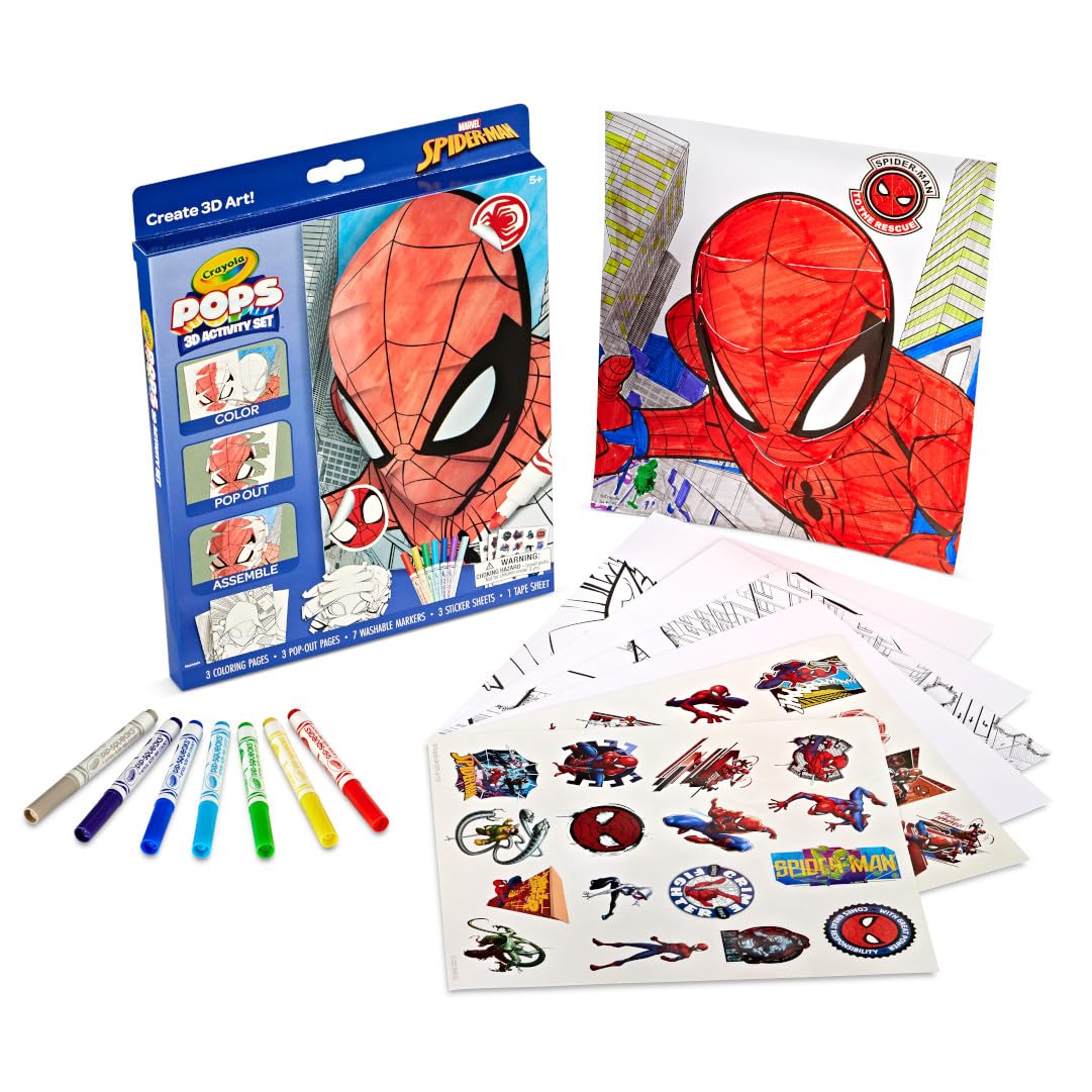 Crayola POPs 3D Kids Art Set, Spiderman Coloring Book Alternative, Gift for Boys & Girls, Ages 5+ 7 Crayola POPs 3D Kids Art Set, Spiderman Coloring Book Alternative, Gift for Boys & Girls, Ages 5+