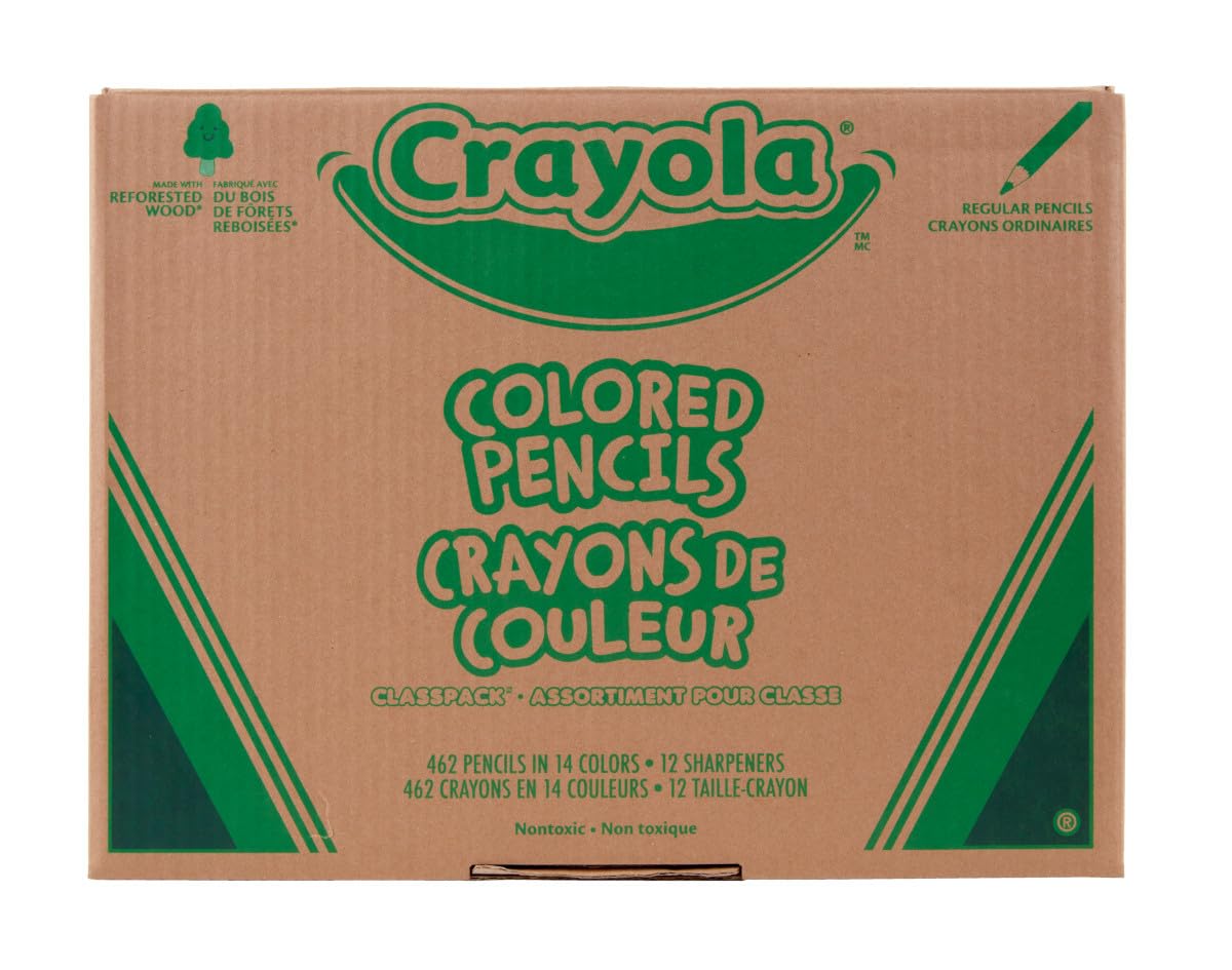 Crayola Colored Pencil Classpack (462ct), Bulk Colored Pencils, 14 Assorted Colors, School Supplies for Teachers, Ages 3+
