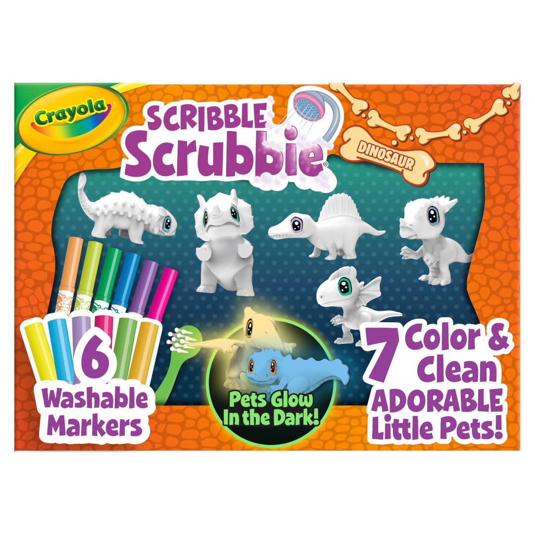 Crayola Scribble Scrubbie Pets Dinosaur Glow Combo Pack, Dinosaur Toys for Kids, Ages 3, 4, 5,