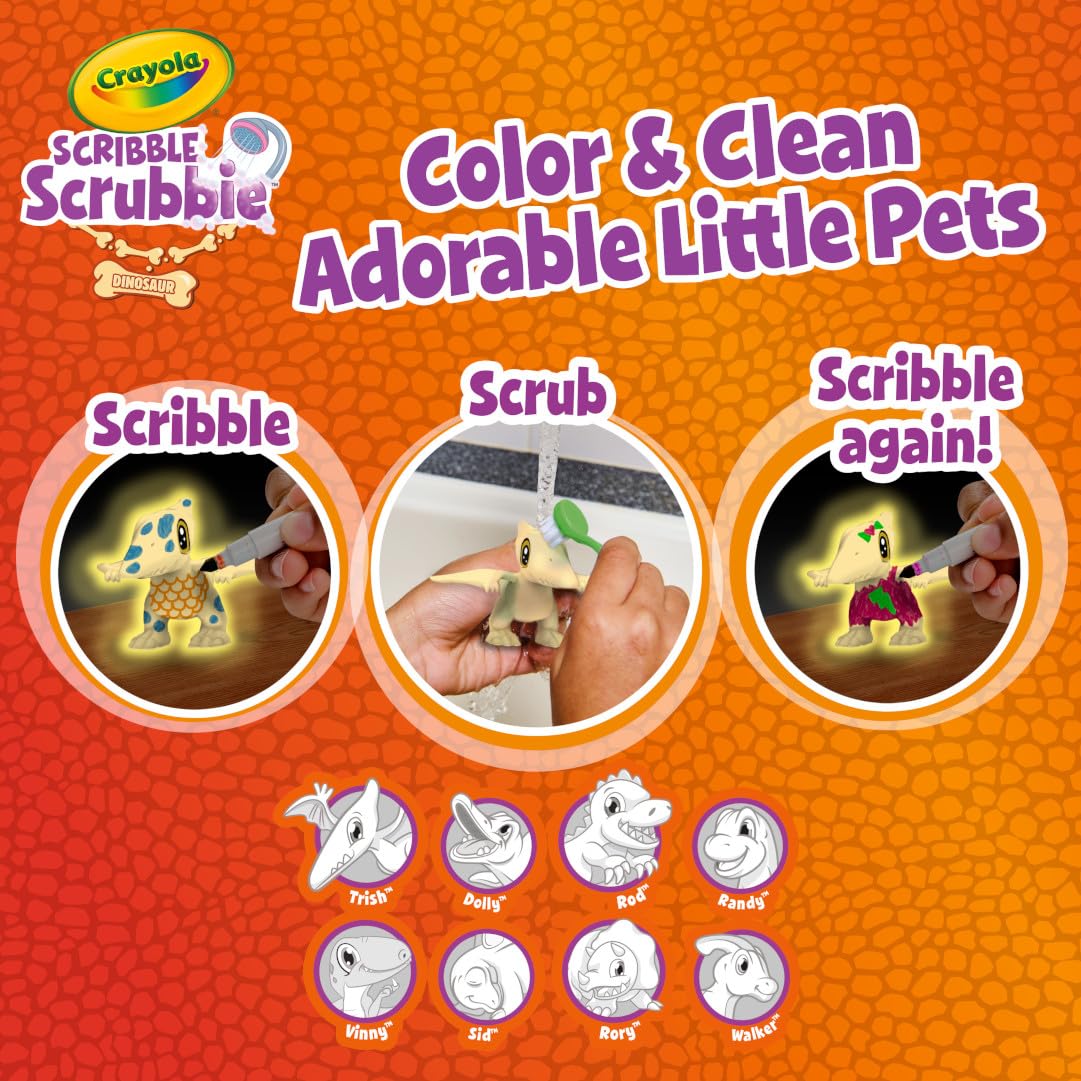 Crayola Scribble Scrubbie Pets Dinosaur Glow Combo Pack, Dinosaur Toys for Kids, Ages 3, 4, 5,