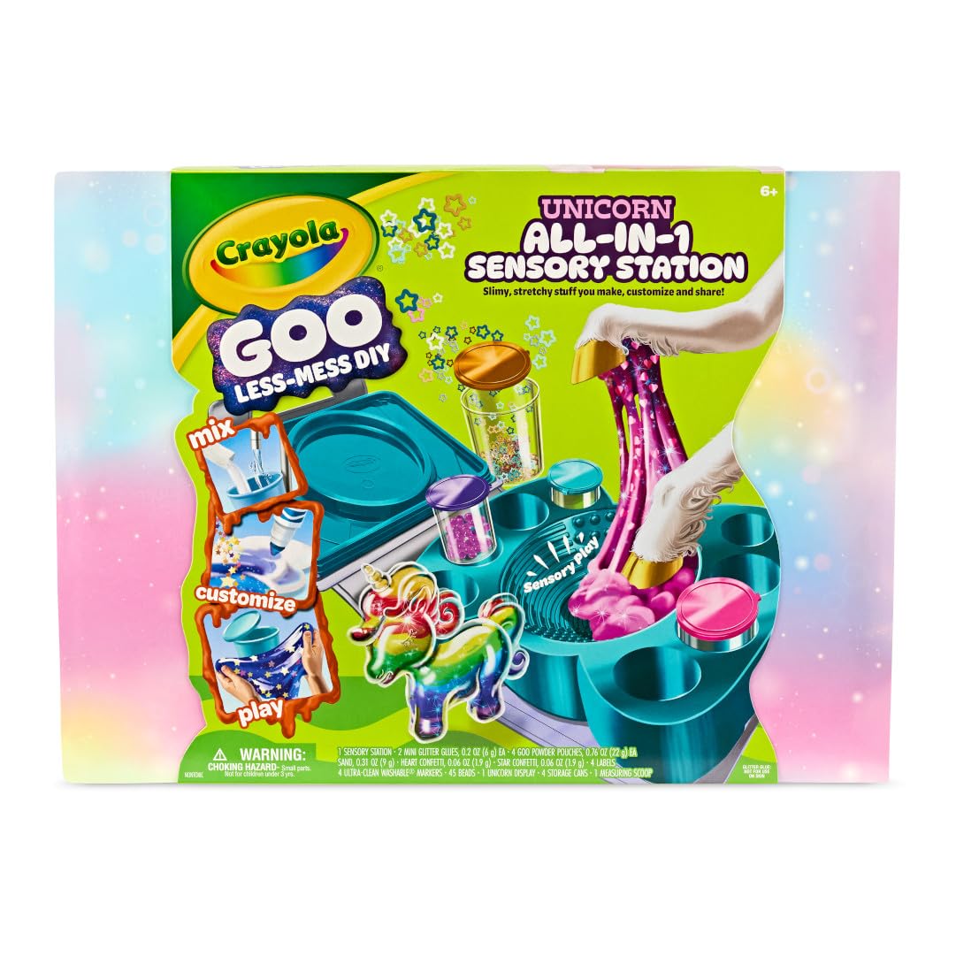 Crayola Goo All-in-1 Sensory Art Station, Unicorn Slime Making Kit for Kids, DIY Arts & Crafts Set, Customizable Sensory Putty, Unicorn Toys & Gifts, Ages 6+
