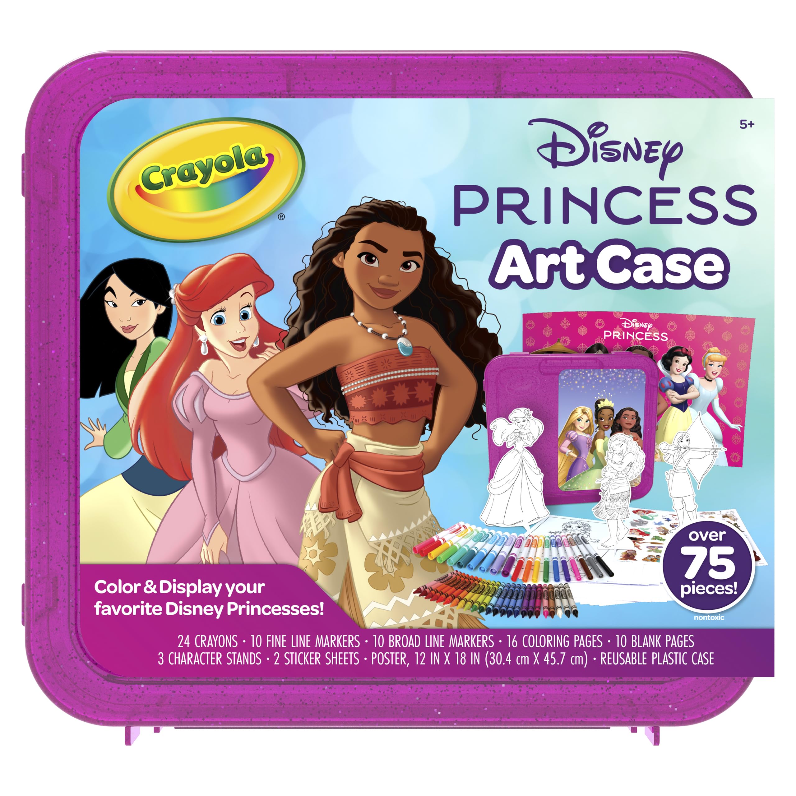 Crayola Disney Princess Art Case (75ct) Art Kit for Kids, Art Supplies, Coloring Set, Gift for Girls & Boys