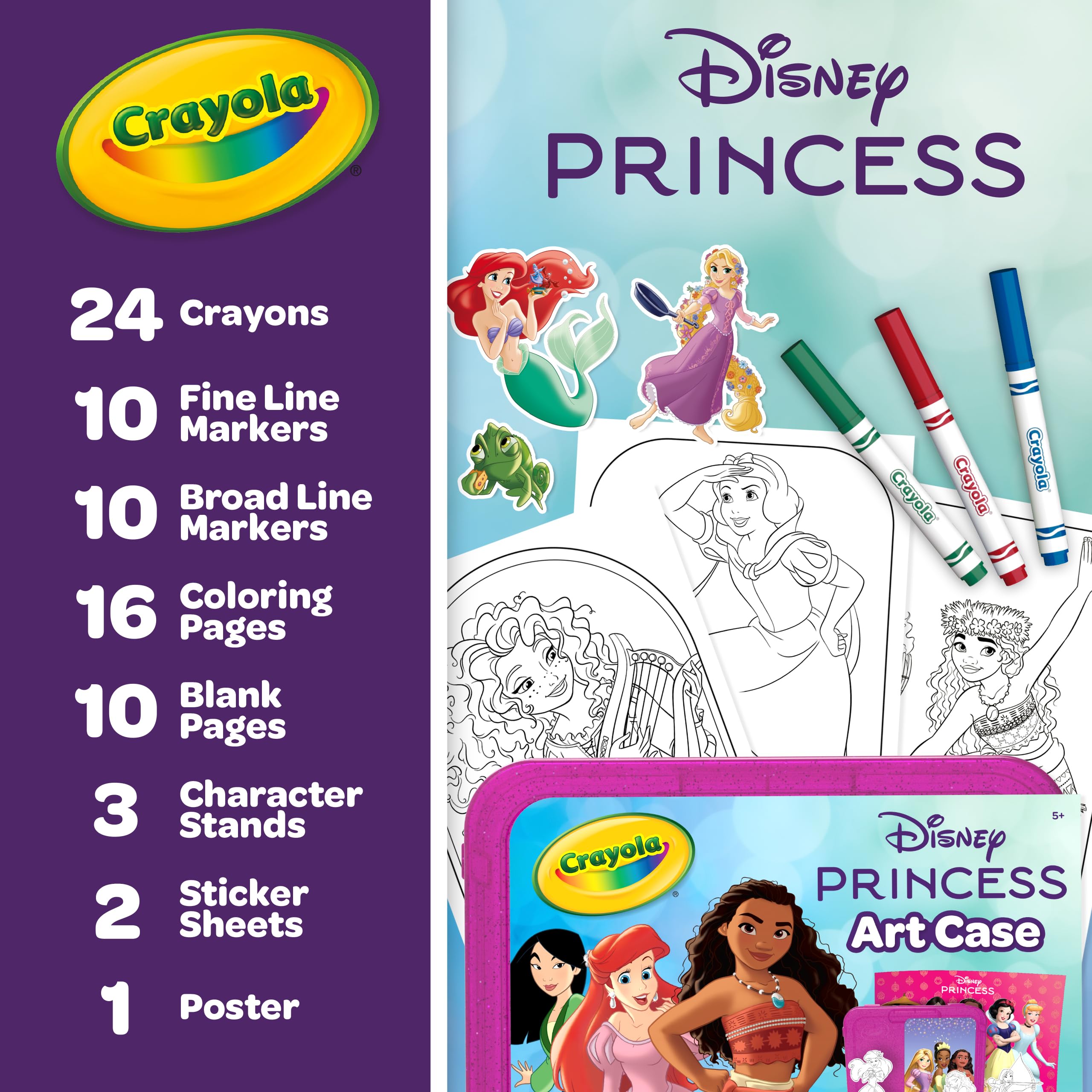 Crayola Disney Princess Art Case (75ct) Art Kit for Kids, Art Supplies, Coloring Set, Gift for Girls & Boys 3 Crayola Disney Princess Art Case (75ct) Art Kit for Kids, Art Supplies, Coloring Set, Gift for Girls & Boys