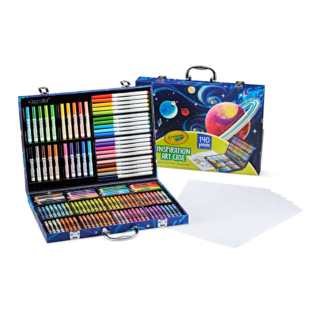 Crayola Inspiration Art Case Space Coloring Set (140pcs), Art Kit for Kids, Crayons, Markers, Pencils, Holiday for Boys & Girls, Ages 5, 6, 7 [Amazon Exclusive]