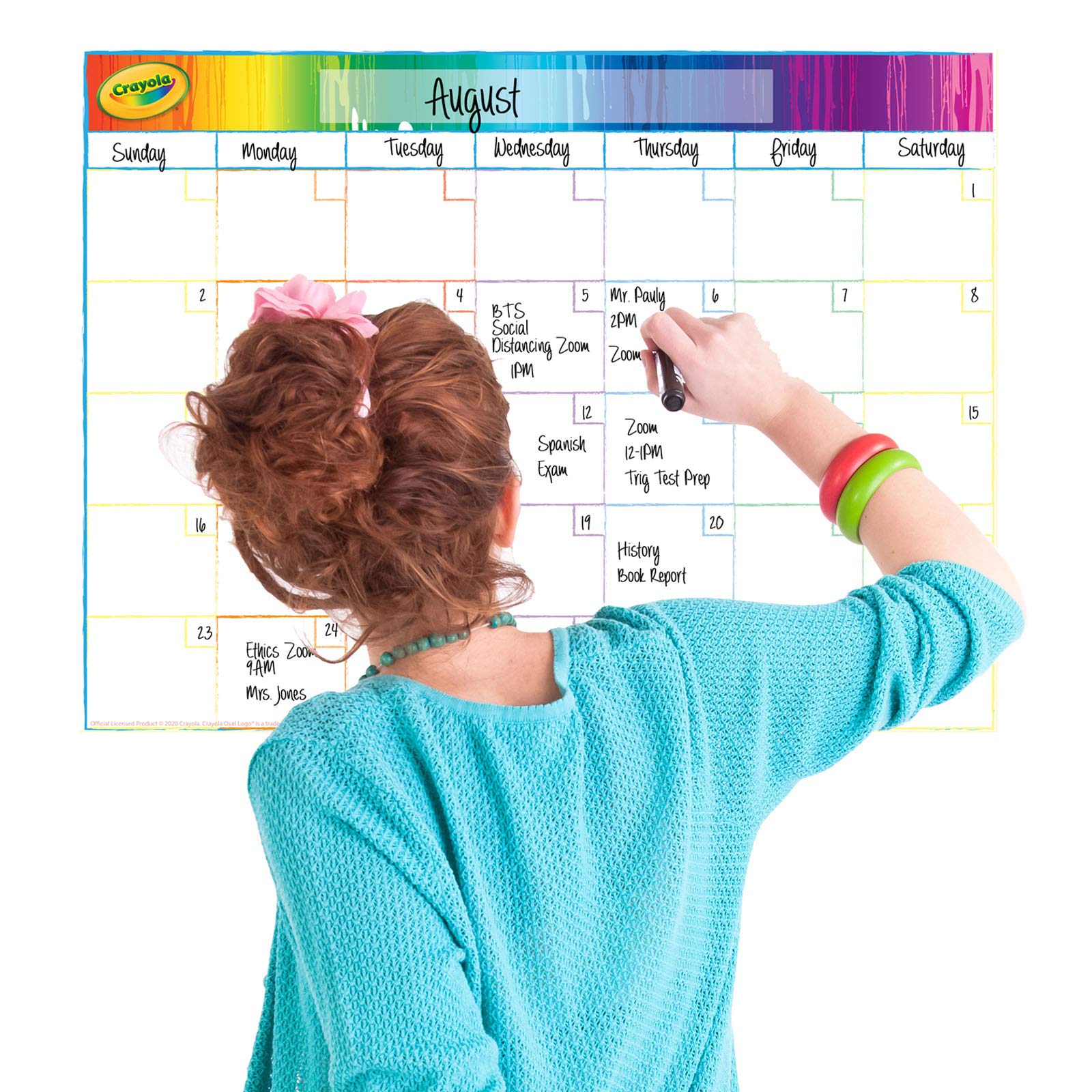 The Peel People, Dry Erase Calendar Board - Whiteboard for Family Schedules, School Classrooms, or Office Use, Great for Teachers and Kids, Large Size, White