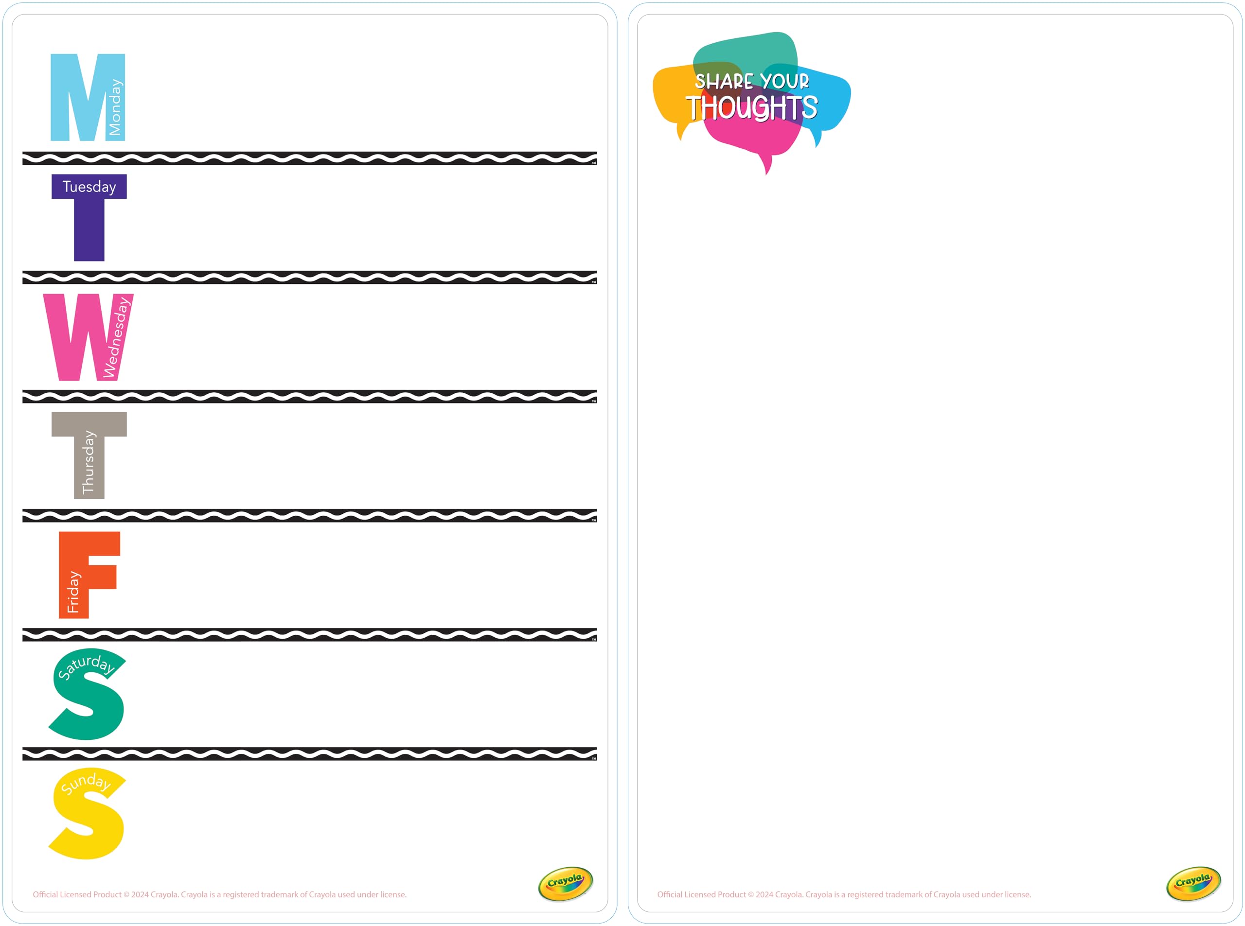 The Peel People, Dry Erase Weekly Calendar + Memo Board - Whiteboard for Home, School Classrooms, or Office Use, Large Size, White