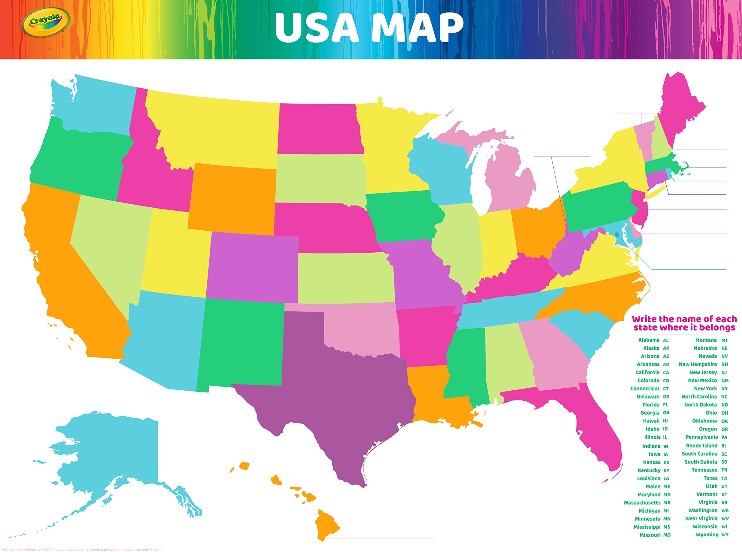 The Peel People, Dry Erase USA Map - Whiteboard for Home, School Classrooms, or Office Use, Great for Teachers and Kids, Large Size, White