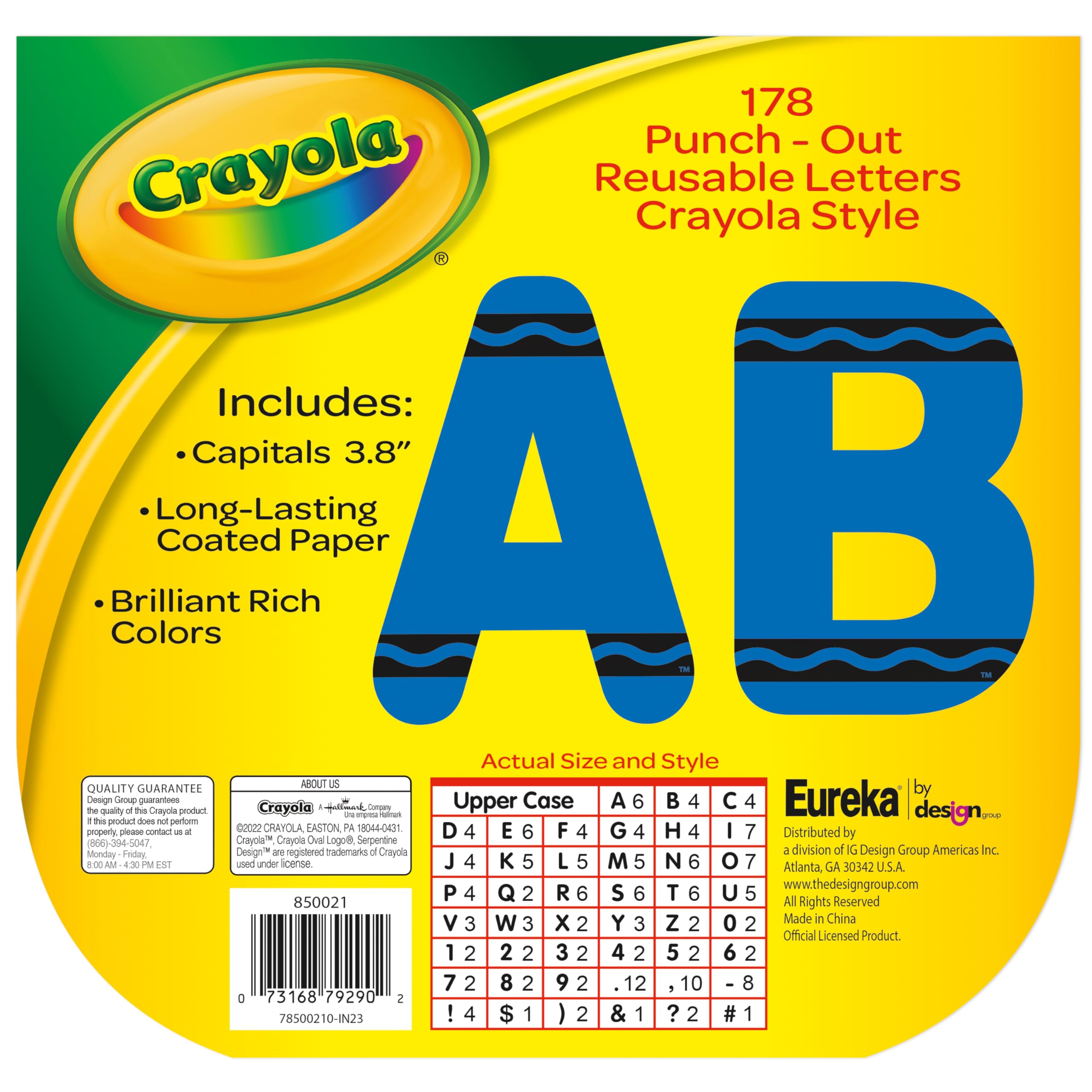 Eureka Crayola Letter, Number, Punctuation Mark, and Symbol Classroom Decorations for Teachers, 4" H, 178 Pieces, Blue