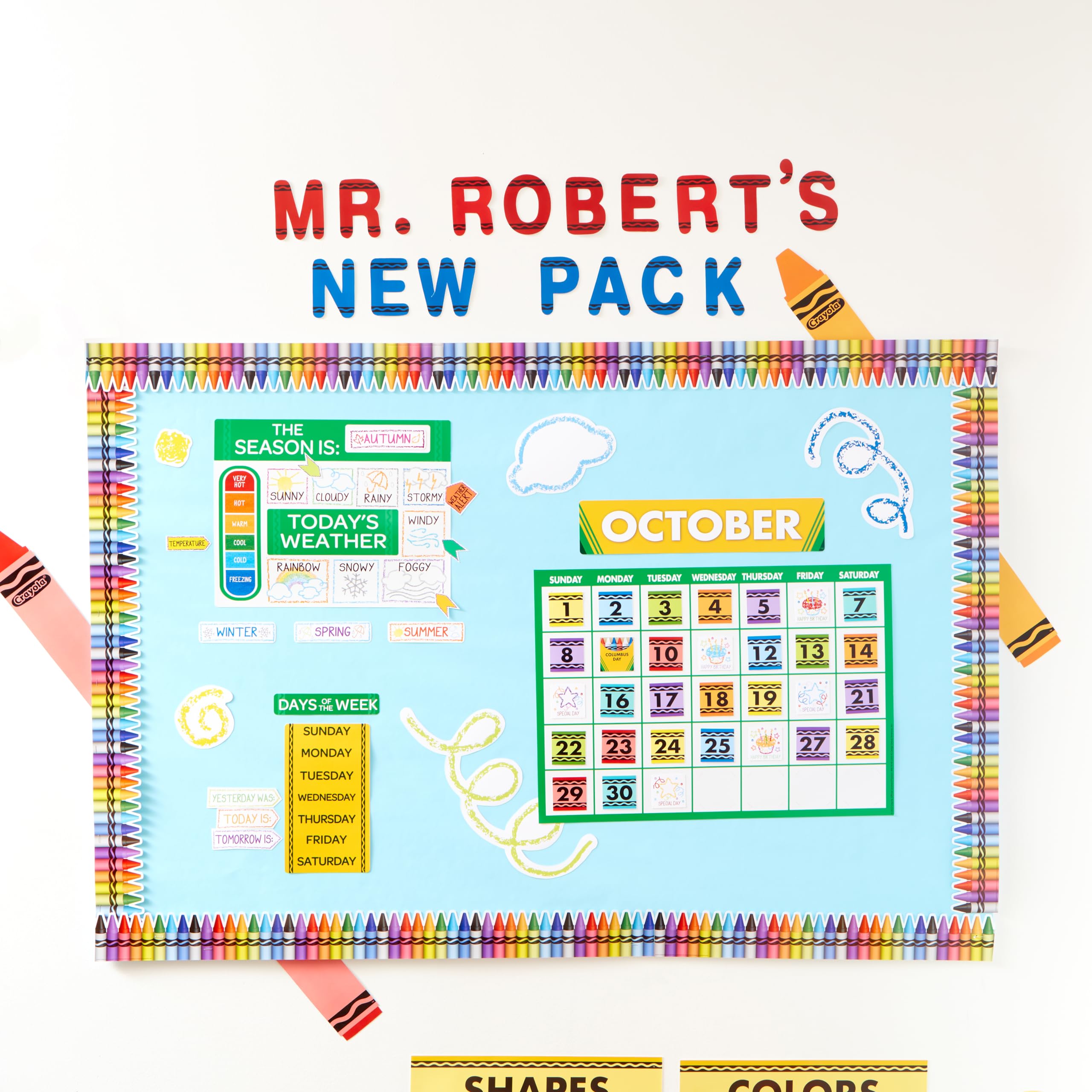 Eureka Crayola Letter, Number, Punctuation Mark, and Symbol Classroom Decorations for Teachers, 4" H, 178 Pieces, Blue