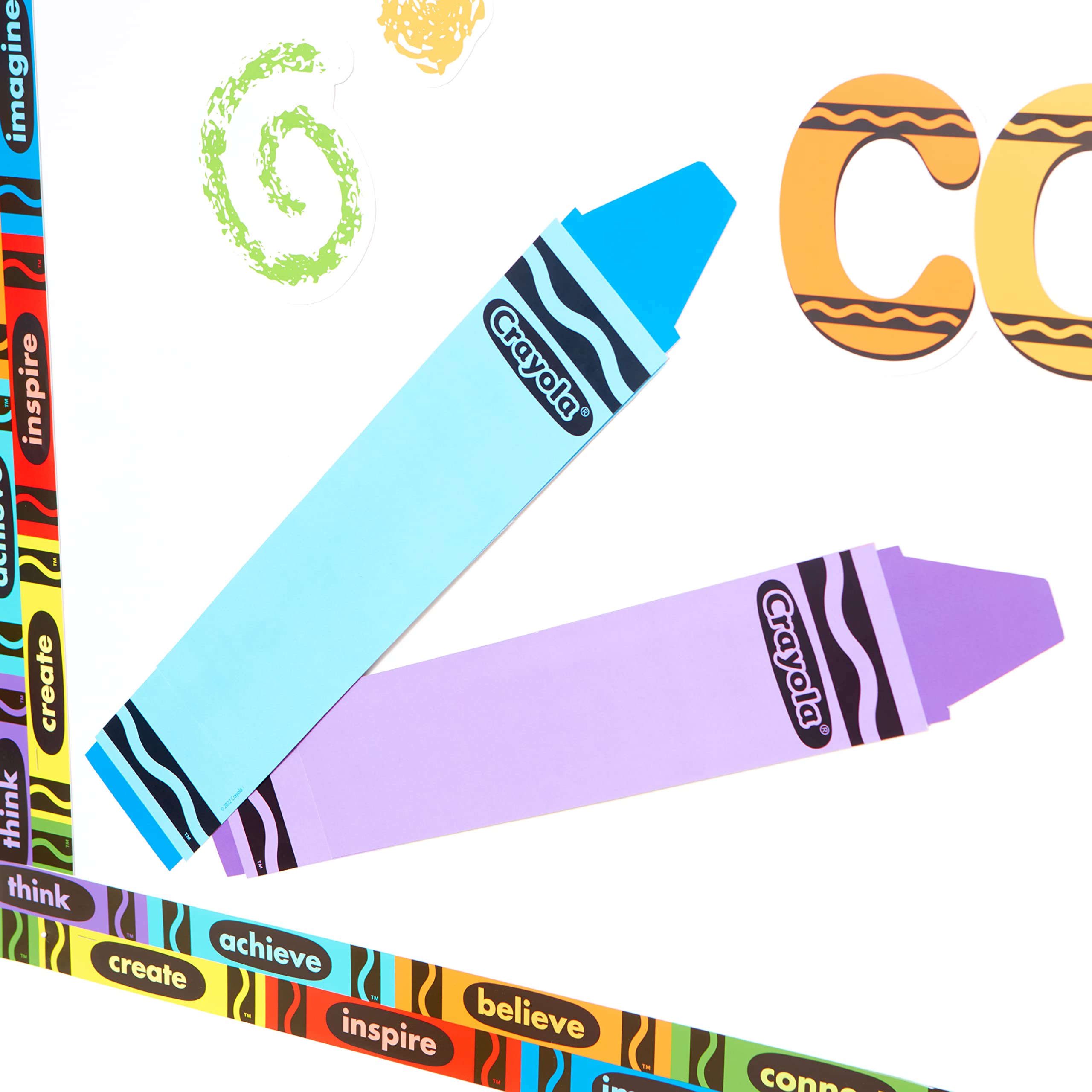 Eureka Crayola Crayons Door, Window, and Bulletin Board Go-Around Classroom Decorations for Teachers, 12 Pieces
