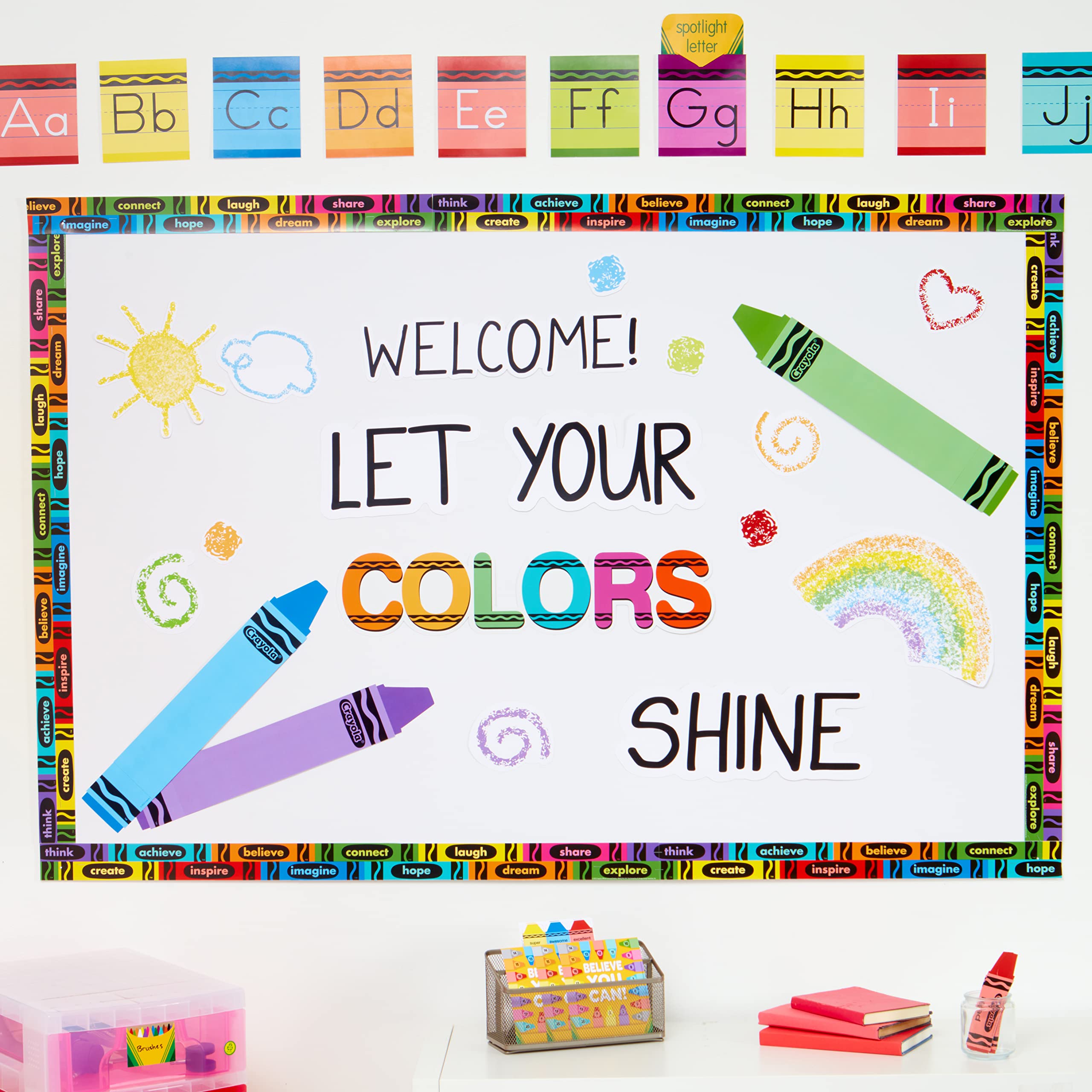 Eureka Crayola Crayons Door, Window, and Bulletin Board Go-Around Classroom Decorations for Teachers, 12 Pieces