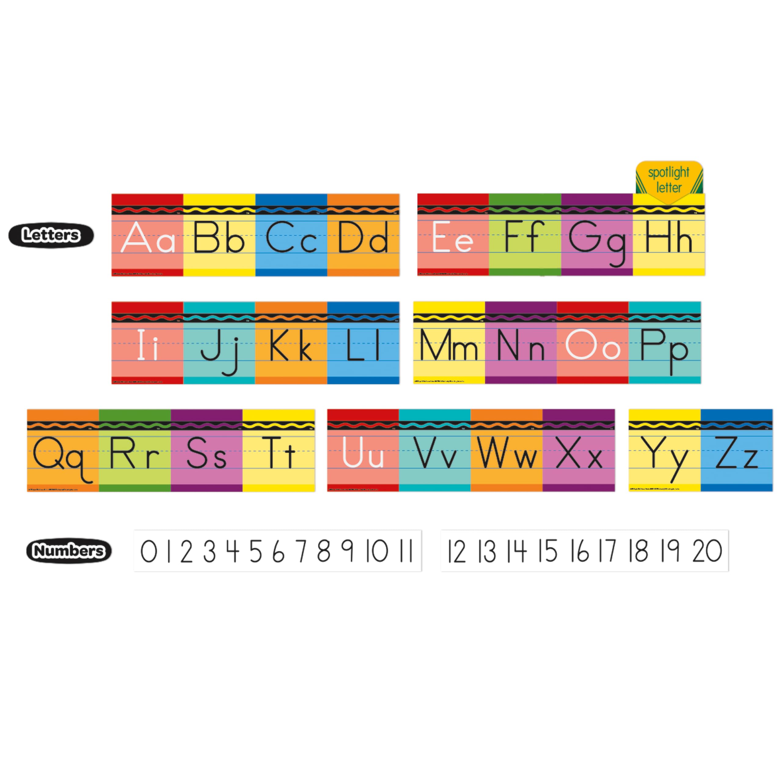 Eureka 847818 Crayola Crayons Mini Alphabet Bulletin Board Set for Teachers and Classrooms, Multicolor, 31pcs
