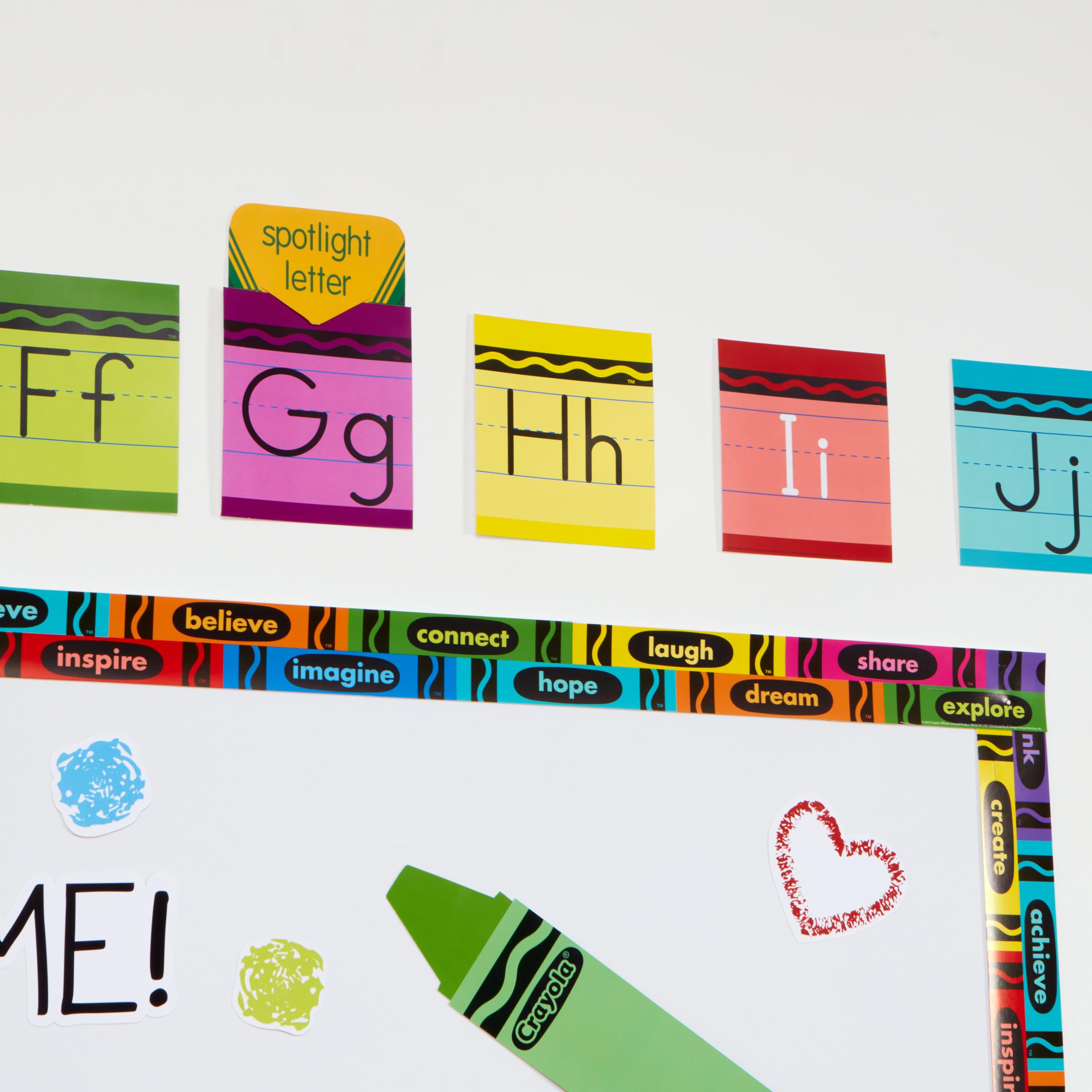Eureka 847818 Crayola Crayons Mini Alphabet Bulletin Board Set for Teachers and Classrooms, Multicolor, 31pcs