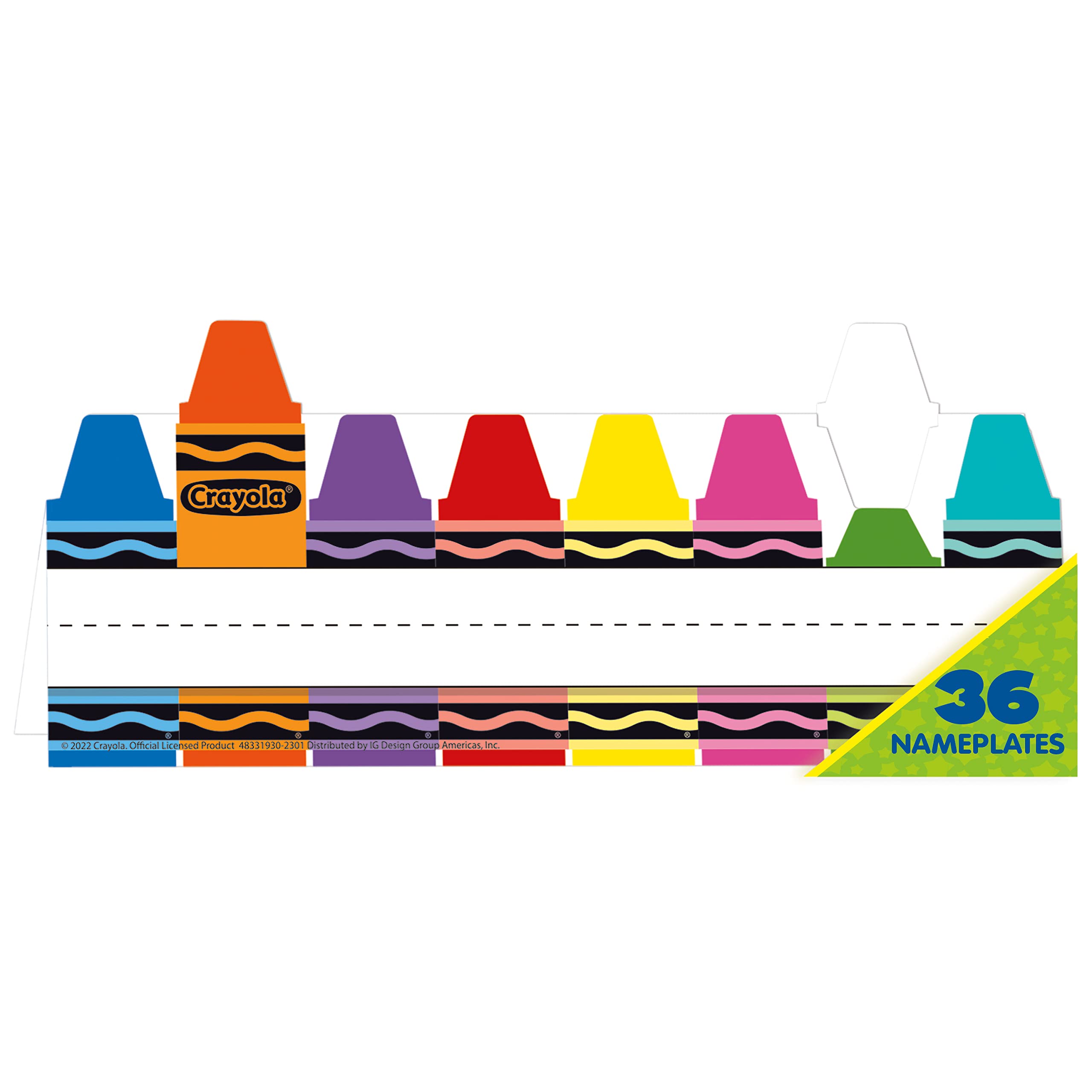 Eureka Crayola Crayons Tented Nameplates for Student Desks, 9.5" x 6.5", 36 Pieces