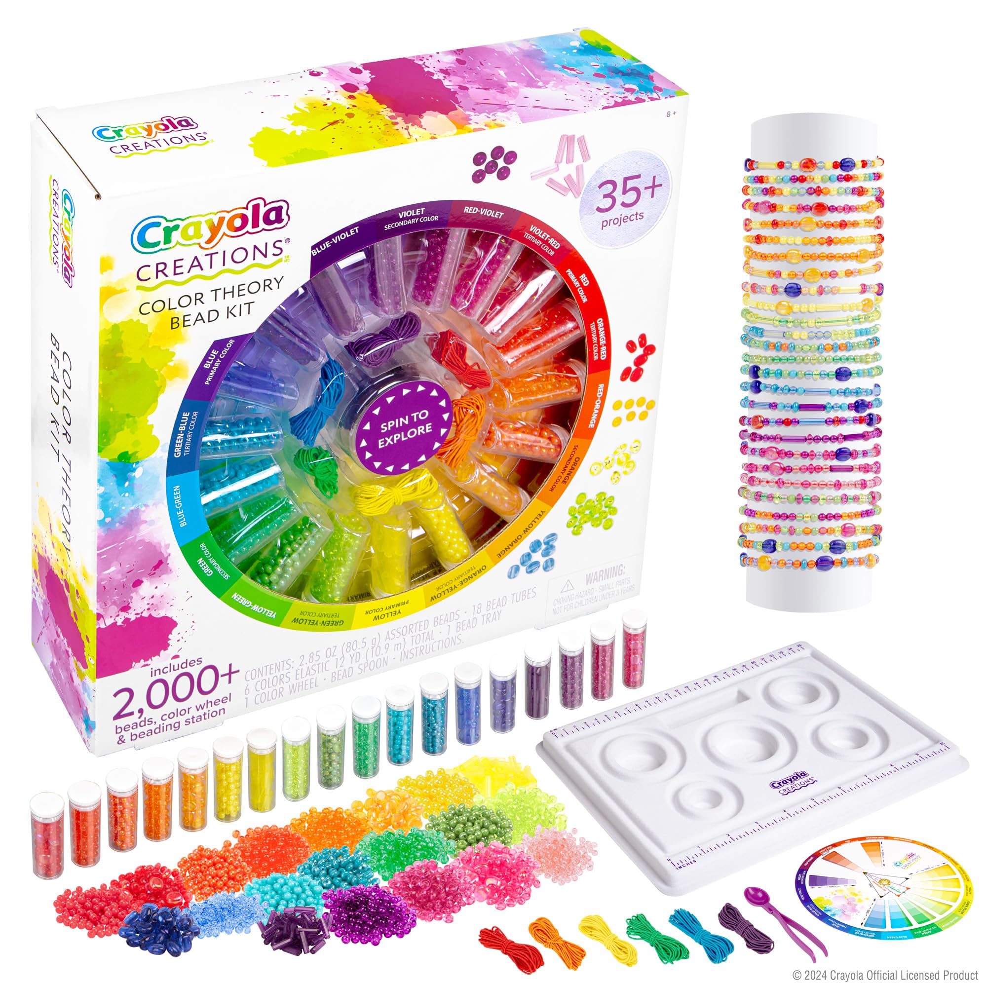 Fashion Angels Crayola Creations Color Theory Bead Kit, Multicolored 2,000+ Bead Set & Wheel, DIY Jewelry Kit for Kids, Teen Girls & Boys