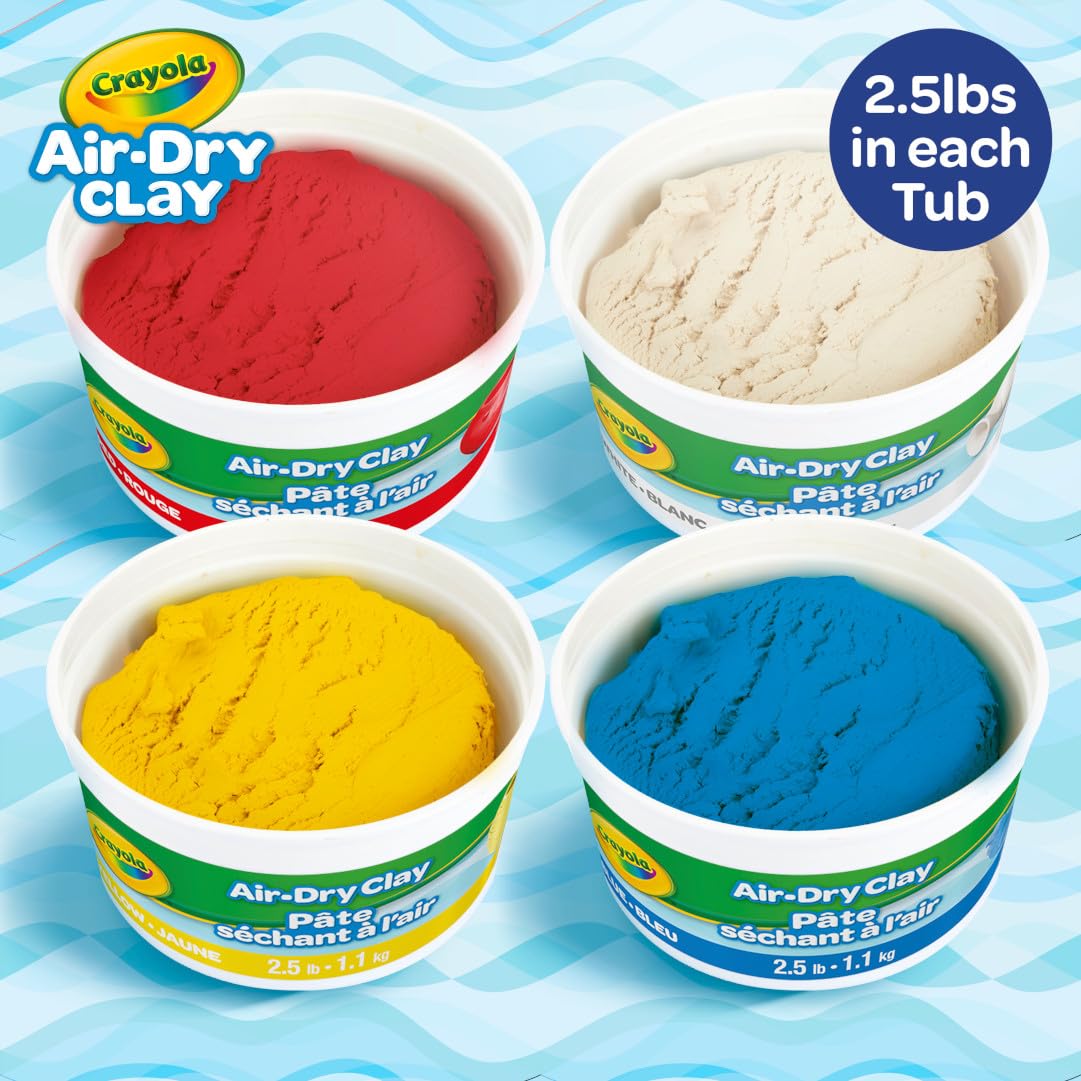 Crayola Air Dry Clay, Classic Colors, Bulk (4) Set of 2.5 lb. Resealable Buckets, Modeling Clay Alternative for Kids 3 Crayola Air Dry Clay, Classic Colors, Bulk (4) Set of 2.5 lb. Resealable Buckets, Modeling Clay Alternative for Kids