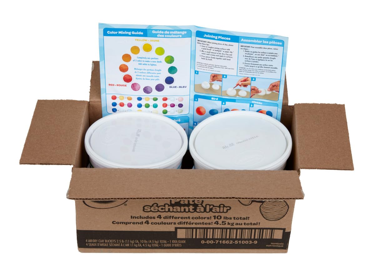 Crayola Air Dry Clay, Classic Colors, Bulk (4) Set of 2.5 lb. Resealable Buckets, Modeling Clay Alternative for Kids 6 Crayola Air Dry Clay, Classic Colors, Bulk (4) Set of 2.5 lb. Resealable Buckets, Modeling Clay Alternative for Kids