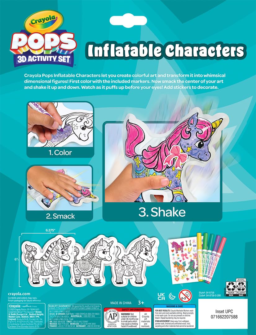 Crayola Pops Inflatable Characters, Coloring Set for Kids, Gift for Boys & Girls, Ages 5, 6, 7, 8 7 Crayola Pops Inflatable Characters, Coloring Set for Kids, Gift for Boys & Girls, Ages 5, 6, 7, 8
