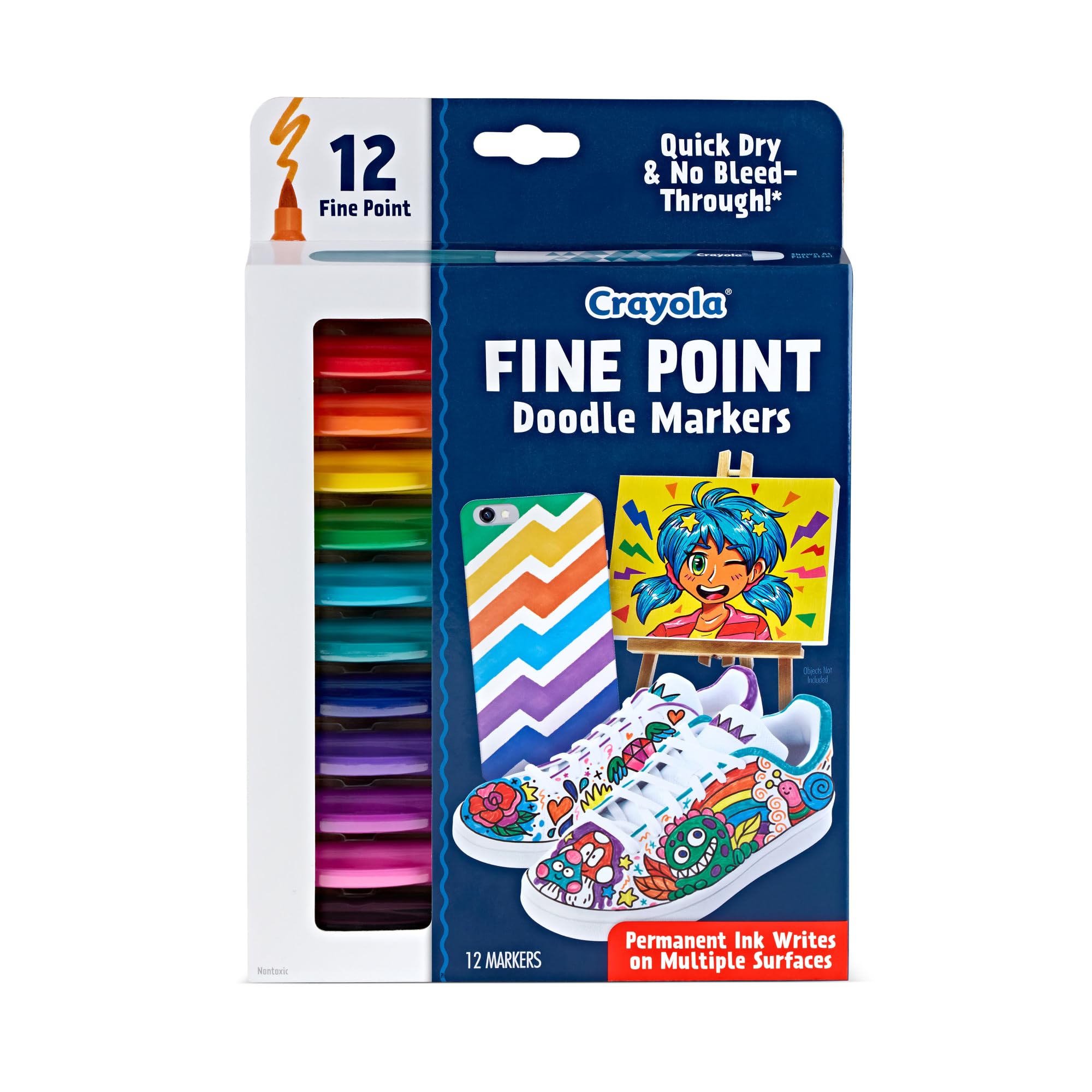 Crayola Fine Point Markers (12ct), No Bleed Fine Tip Markers for Adult Coloring, Art Marker Set, Calligraphy & Drawing Art Supplies