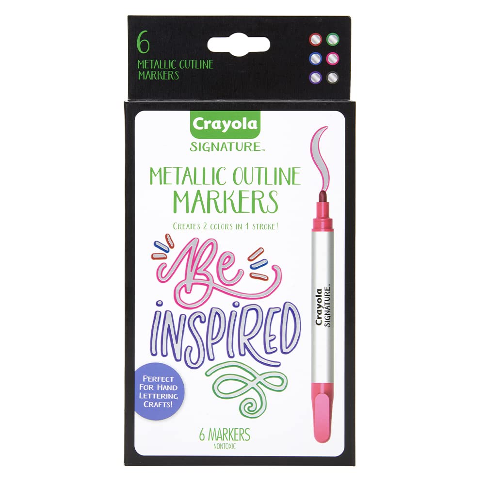 Crayola Metallic Outline Paint Markers, Assorted Colors, Art Supplies, 6 Count