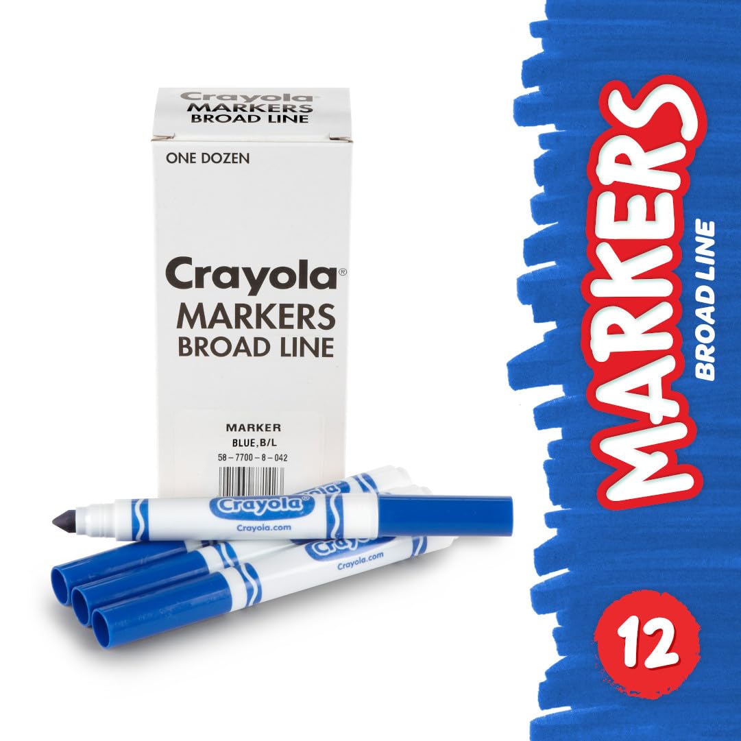 Crayola 12 Count Washable Bulk Markers, Blue
