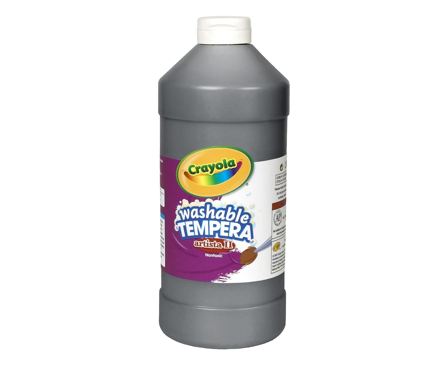 Crayola Washable Tempera Paint For Kids, Black Paint, Classroom Supplies, Non Toxic, 32 Oz Squeeze Bottle