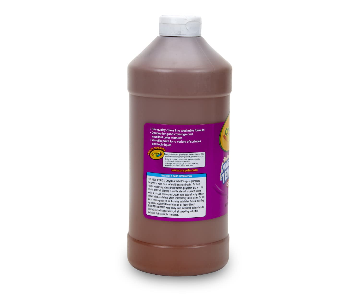 Crayola Washable Tempera Paint For Kids, Brown Paint, Classroom Supplies, Non Toxic, 32 Oz Squeeze Bottle