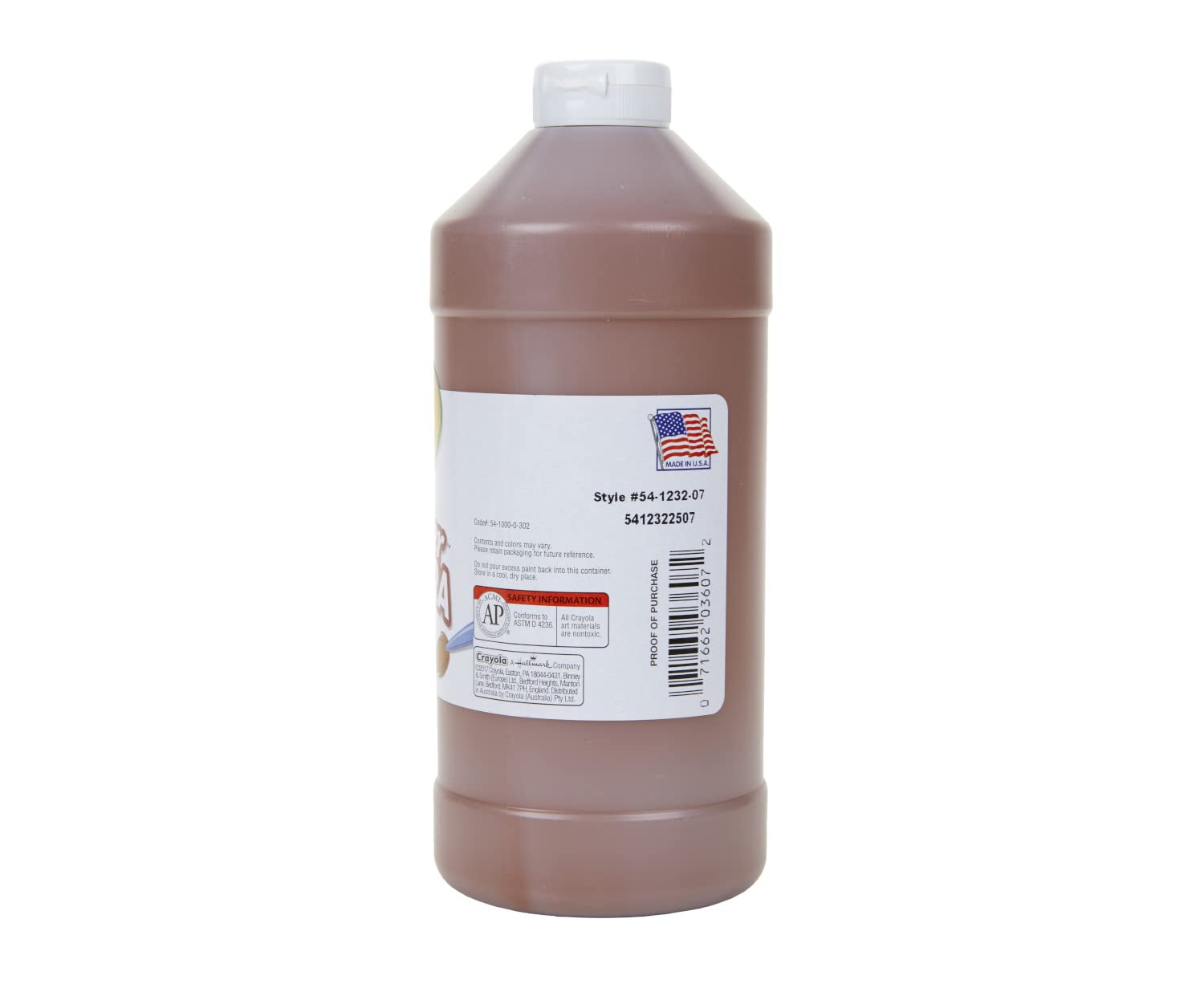 Crayola Tempera Paint, Brown Kids Paint, 32oz, Quart (54-1232-007)