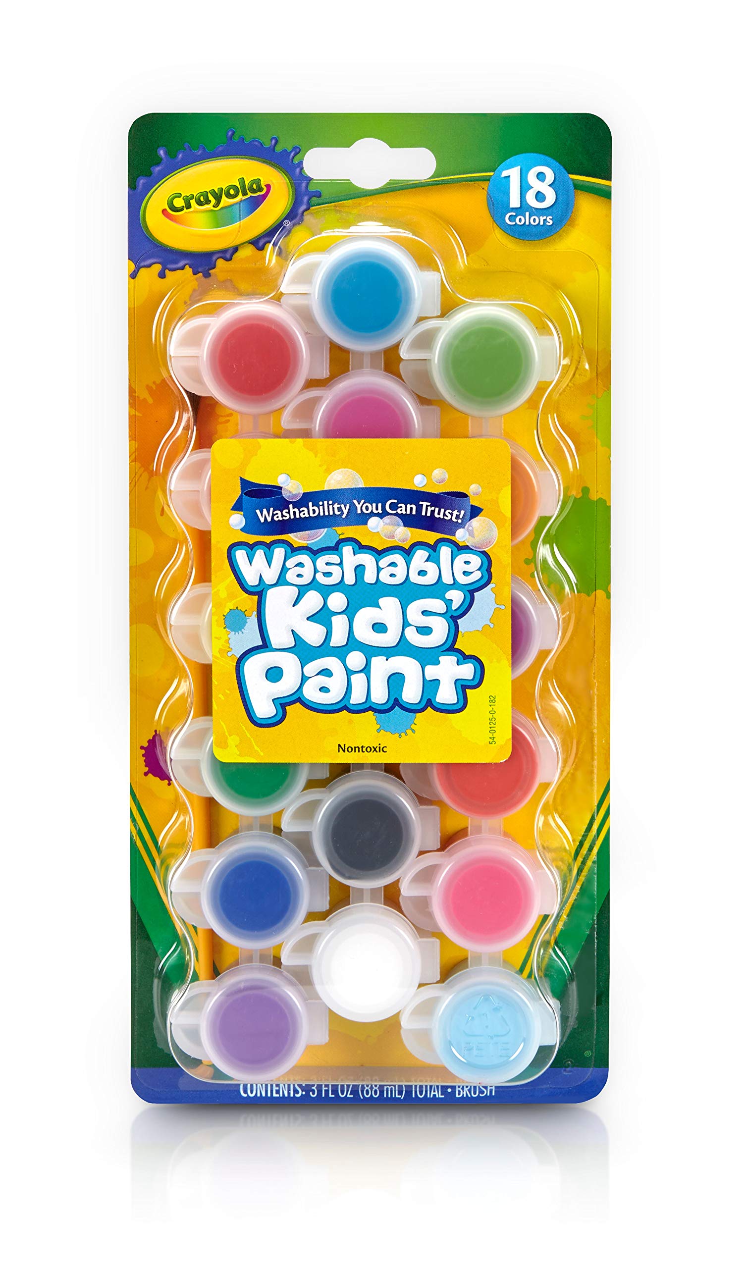 Crayola Washable Kids Paint Set & Paintbrush, Painting Supplies, 18 Count