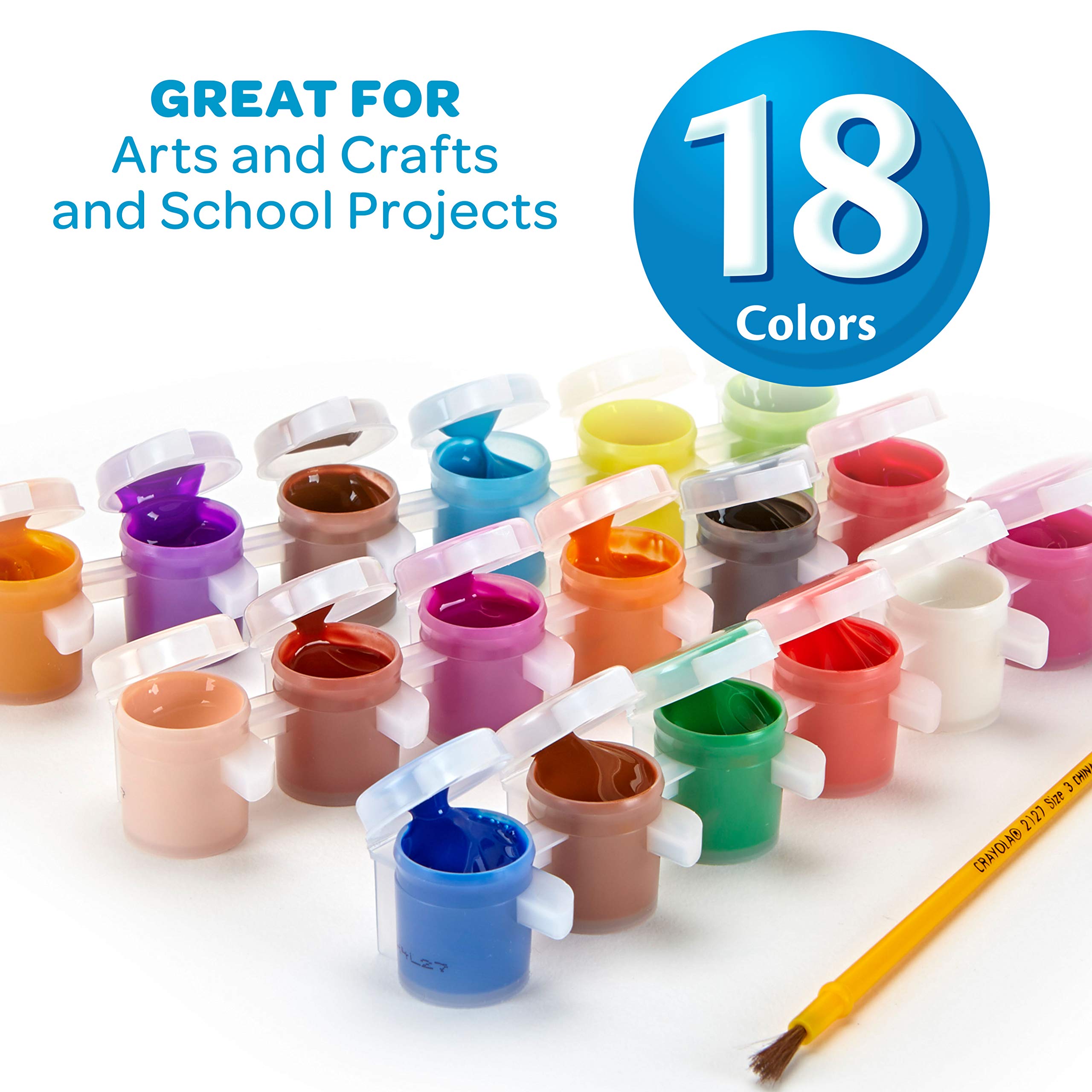 Crayola Washable Kids Paint Set & Paintbrush, Painting Supplies, 18 Count