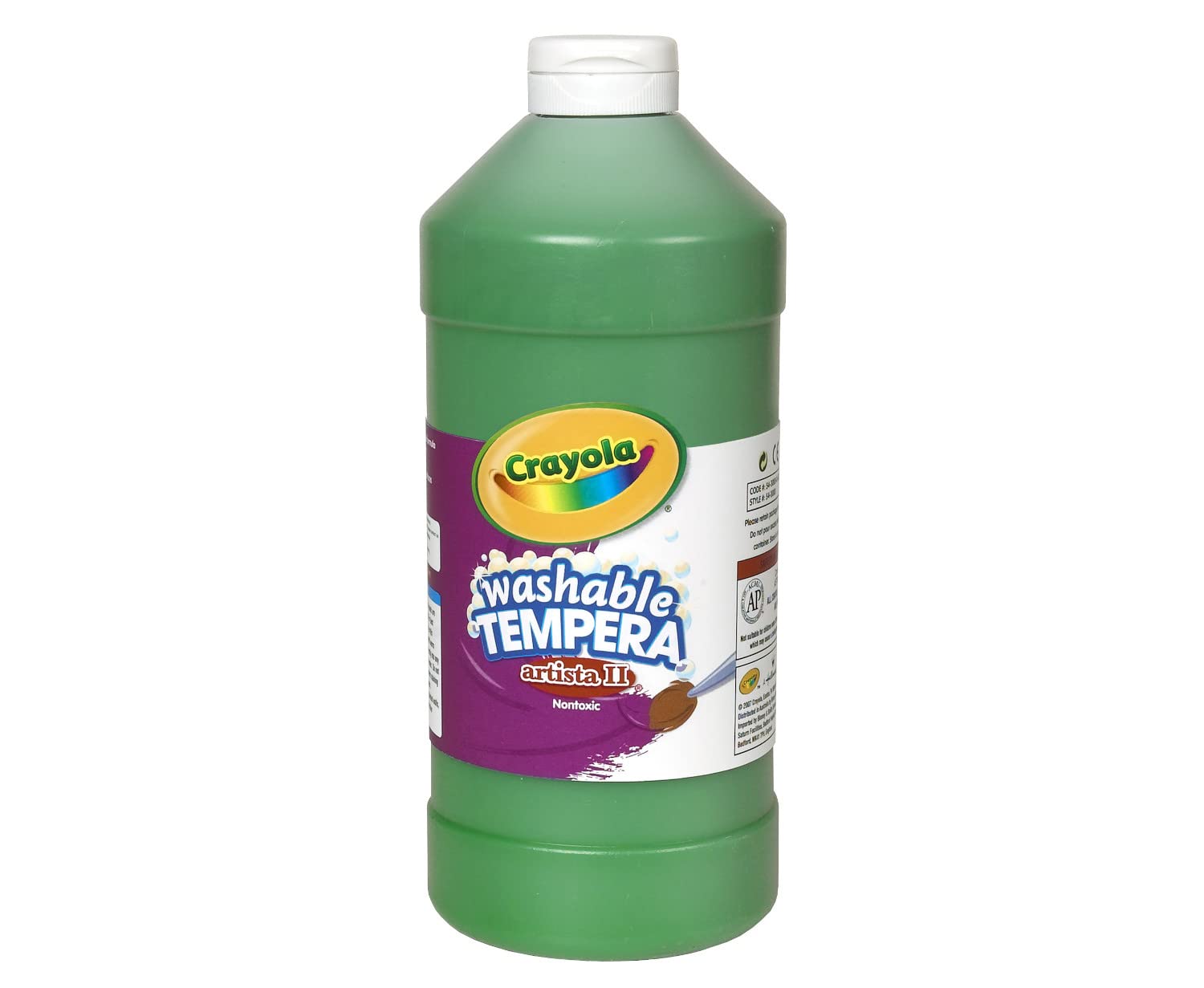 Crayola Washable Tempera Paint For Kids, Green Paint, Classroom Supplies, Non Toxic, 32 Oz Squeeze Bottle