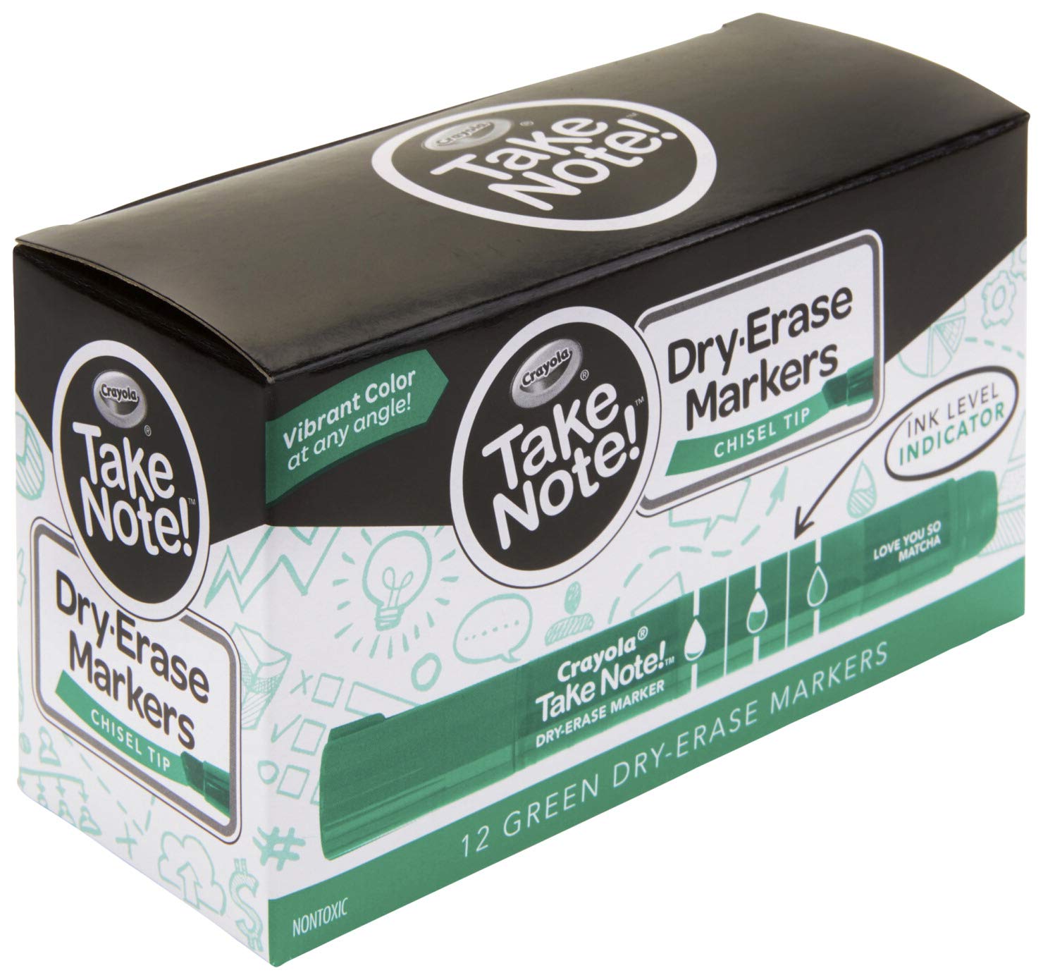 Crayola Take Note Dry Erase Markers, Green Chisel Tip Markers, Classroom & Office Supplies, 12 Count