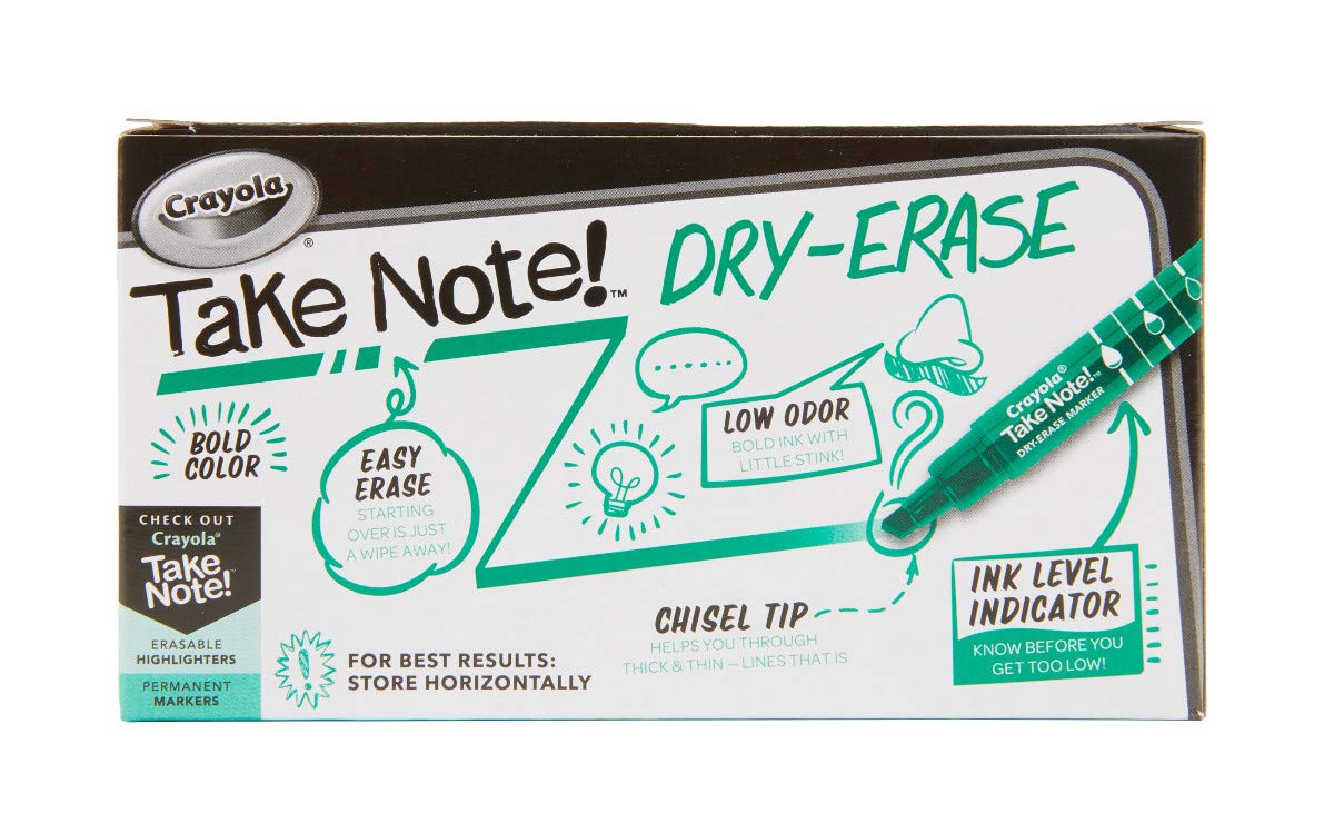 Crayola Take Note Dry Erase Markers, Green Chisel Tip Markers, Classroom & Office Supplies, 12 Count