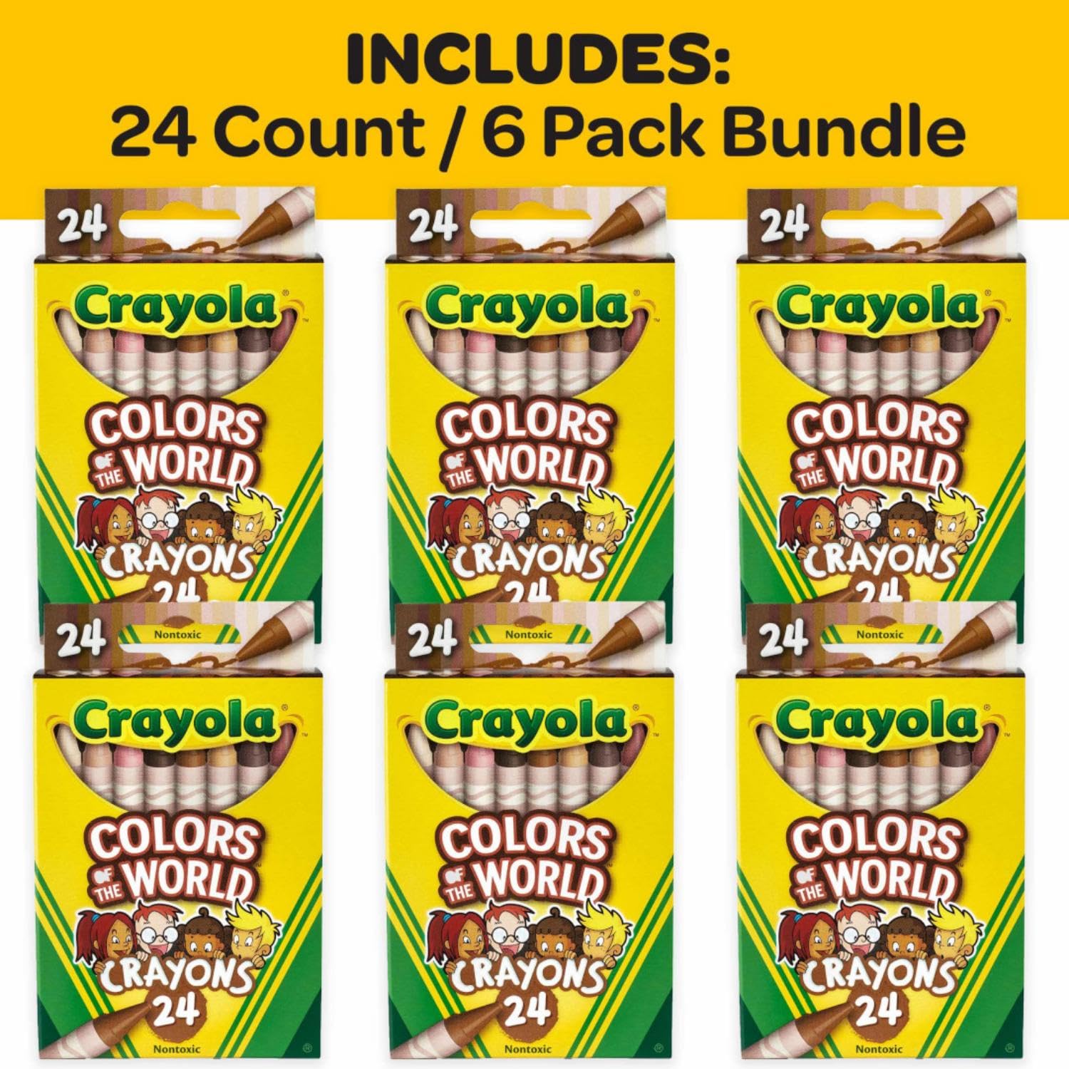 Crayola Bulk Crayon Set, Colors of The World, Multicultural Crayons, School Supplies, 6 Sets of 24 Colors