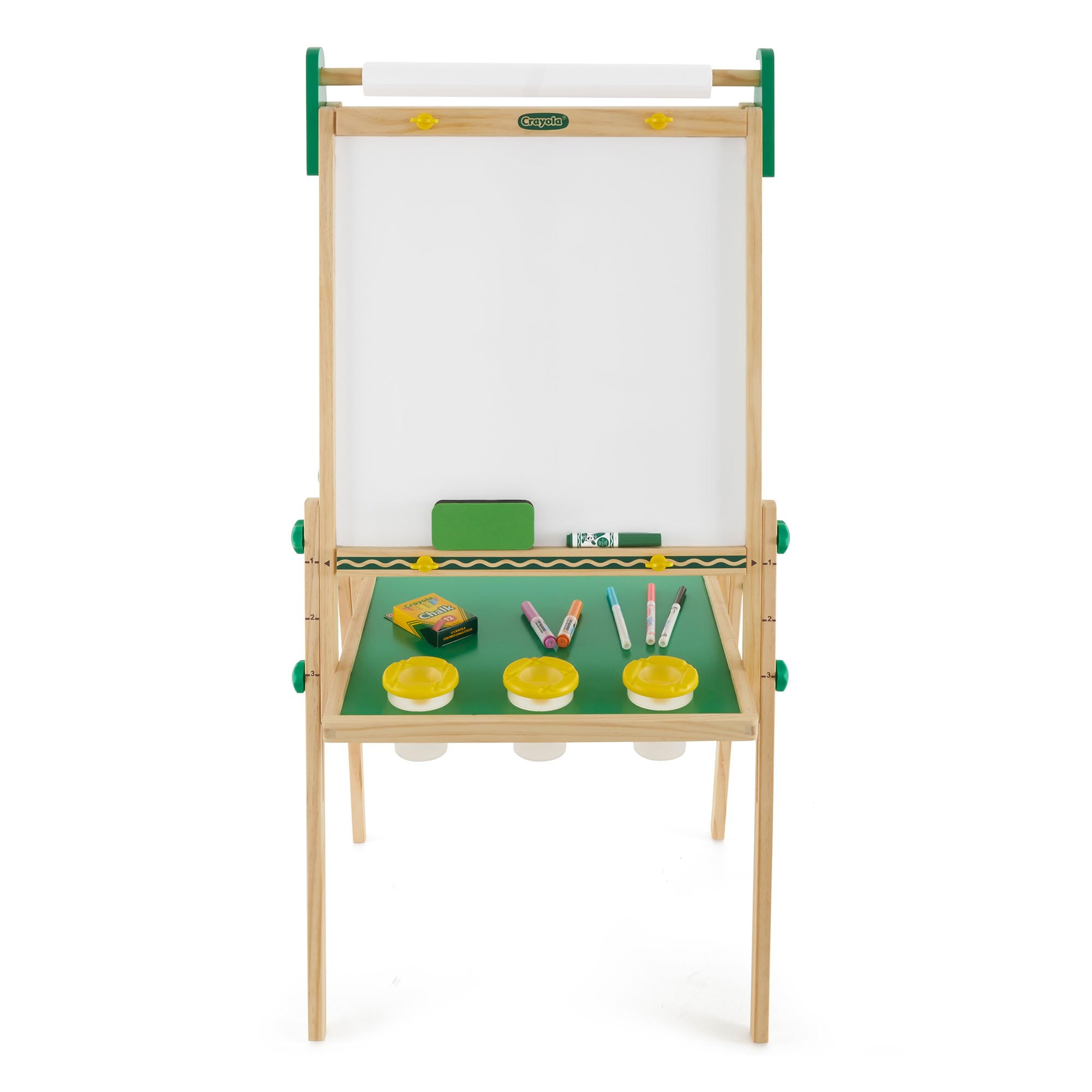 Crayola Wooden Art Easel for Kids, 2-in-1 Dry Erase Board & Chalkboard, Gifts for Toddlers, Ages 3, 4, 5