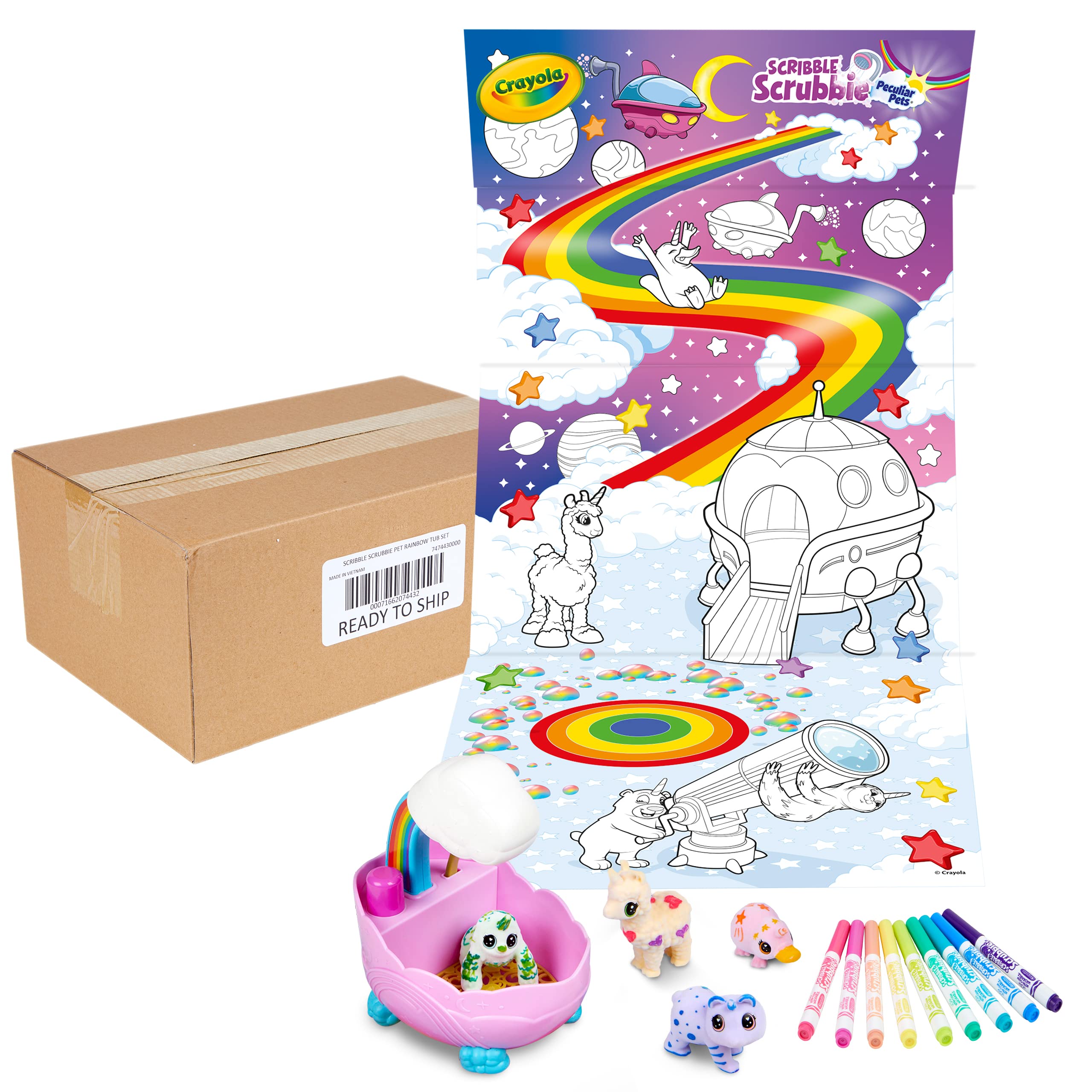 Crayola Scribble Scrubbie Peculiar Pets Rainbow Tub Set, Grooming Pet Toy for Girls & Boys, Toy Animal, Gifts for Kids, Ages 3+