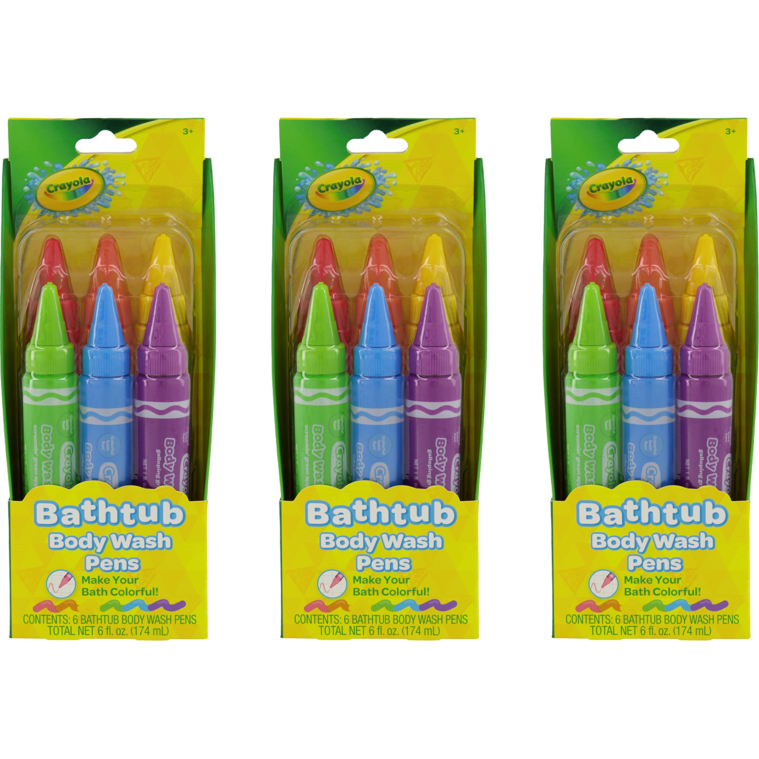 Crayola Taste Beauty Bathtub Bodywash Pens, Kids’ Bath Toys per Pack (3 pcs bundle), Adult Supervision Recommended