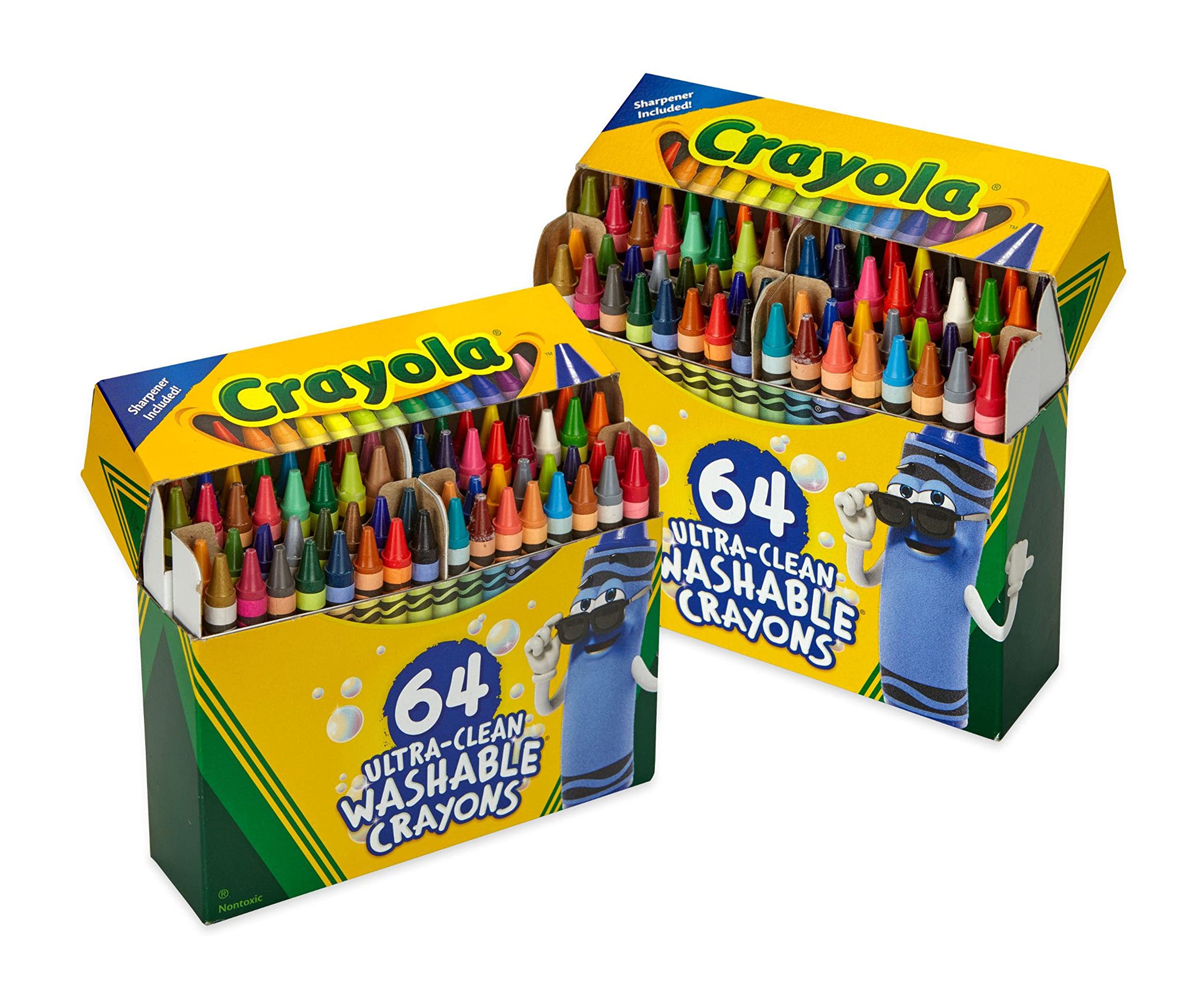 Crayola Washable Crayons for Kids - 64ct (2 Boxes), Bulk Crayons for Toddlers, Kids Arts & Crafts Supplies for Coloring Books, Drawing, Doodling [Amazon Exclusive]