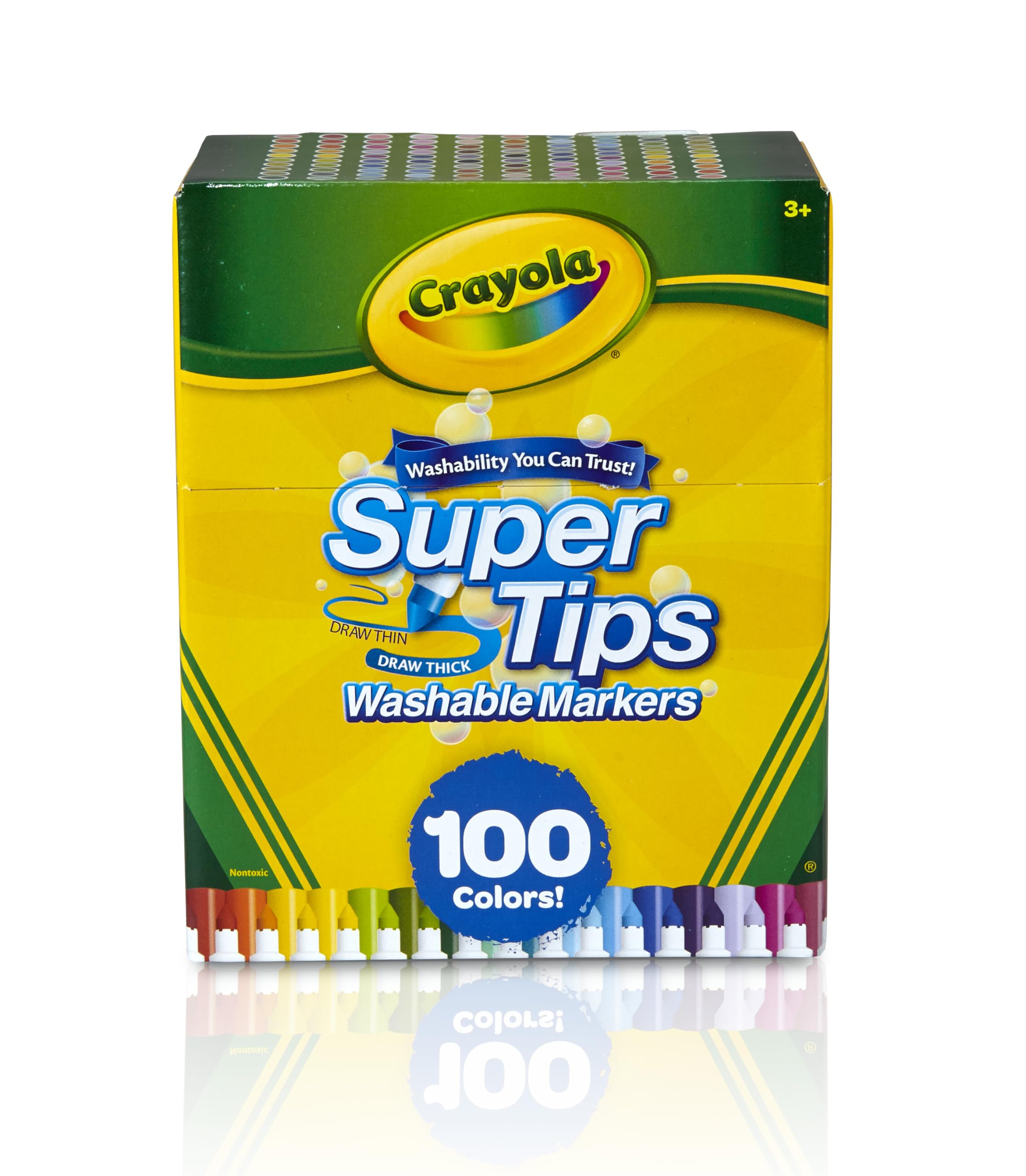 Crayola Super Tips Marker Set (100ct), Fine Point Washable Markers, Drawing Markers for Kids & Adults, Create Thick & Thin Lines, Art Supplies, Ages 3+