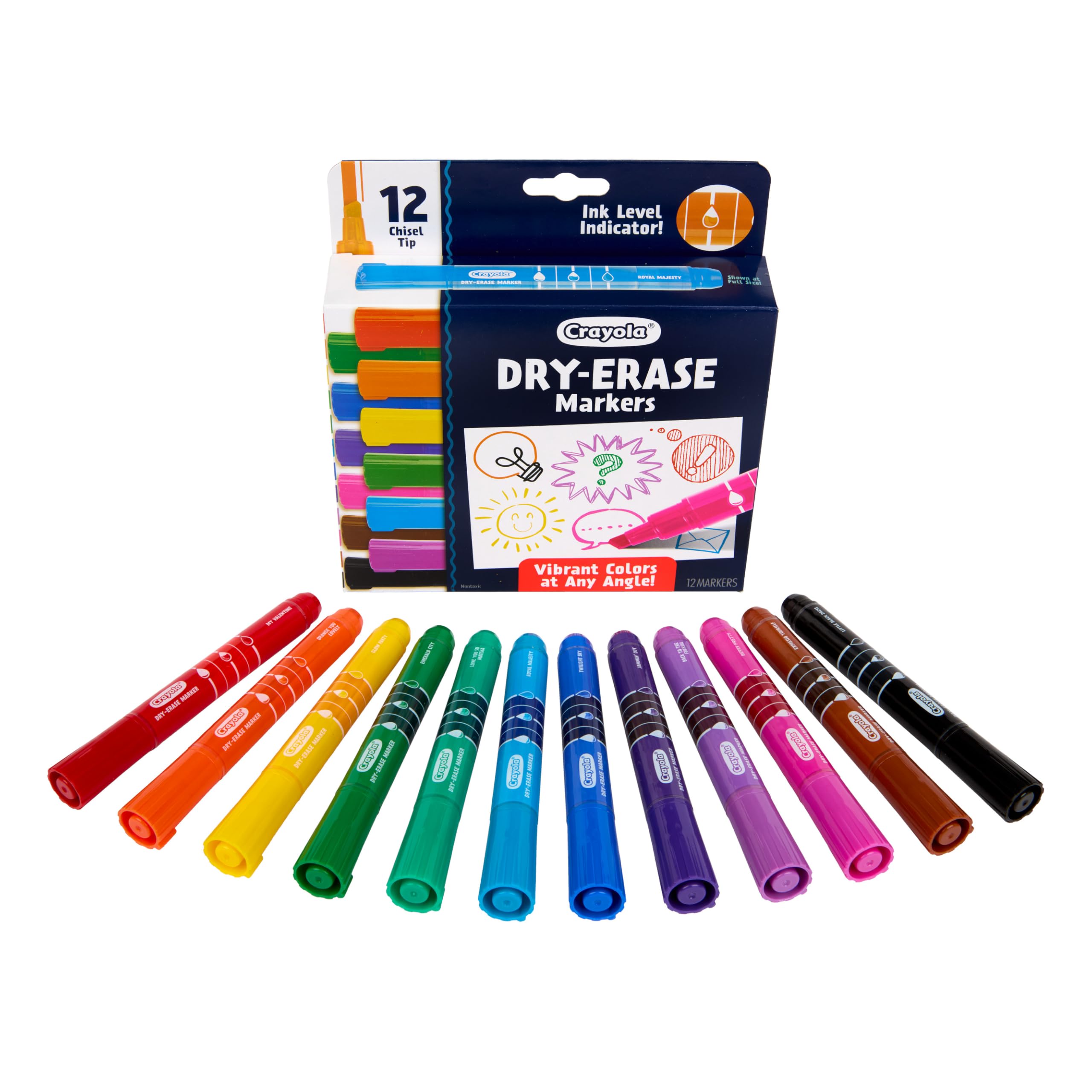 Crayola Take Note Dry Erase Markers for School (12ct) Teacher Supplies, Chisel Tip Whiteboard Markers, Essential Classroom Must Haves, Low Odor