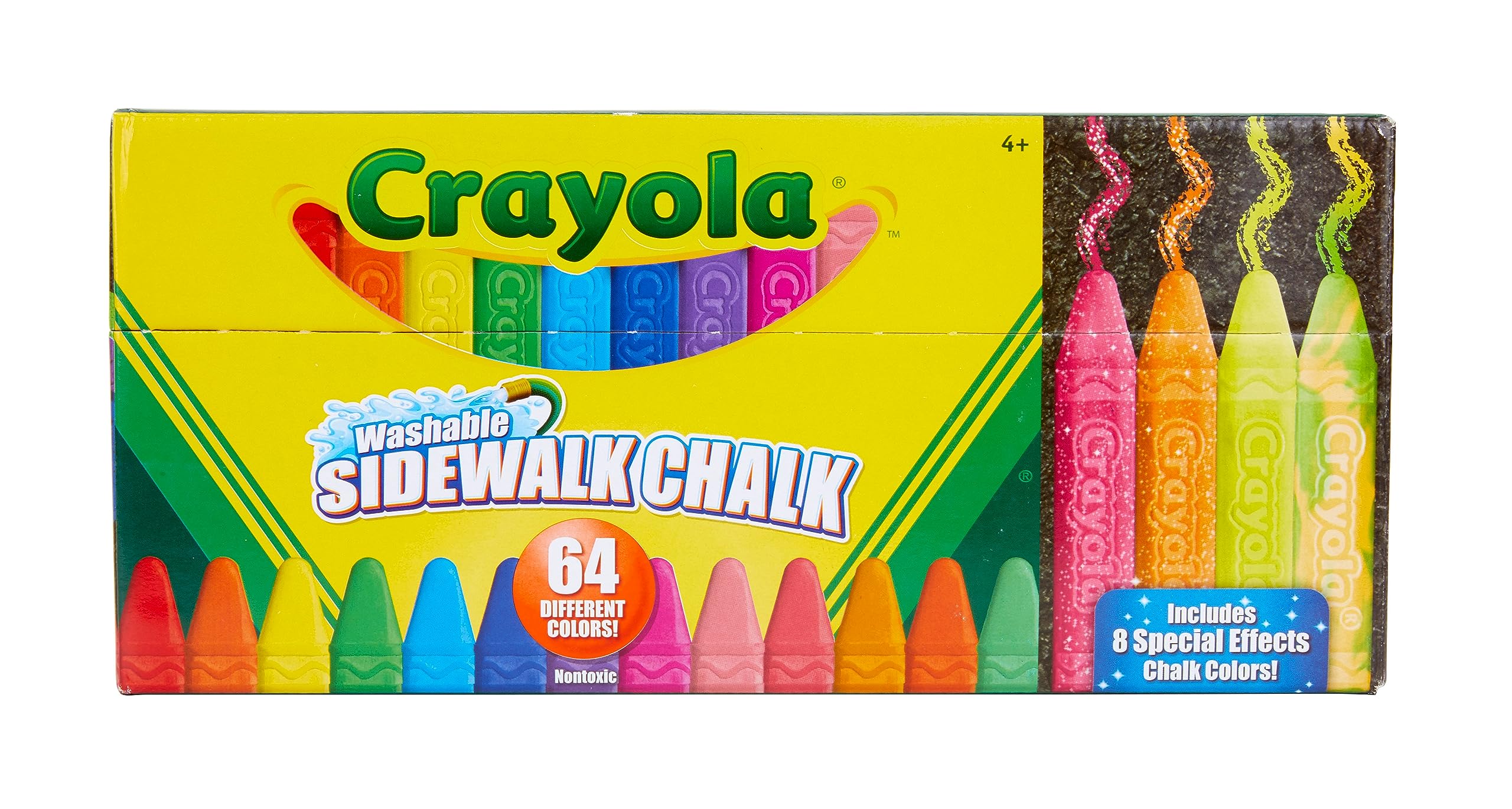 Crayola Ultimate Washable Chalk Collection (64ct), Bulk Outdoor Sidewalk Chalk for Kids, Anti-Roll Sticks, Outdoor Activities & Toys for Kids, Ages 3, 4, 5