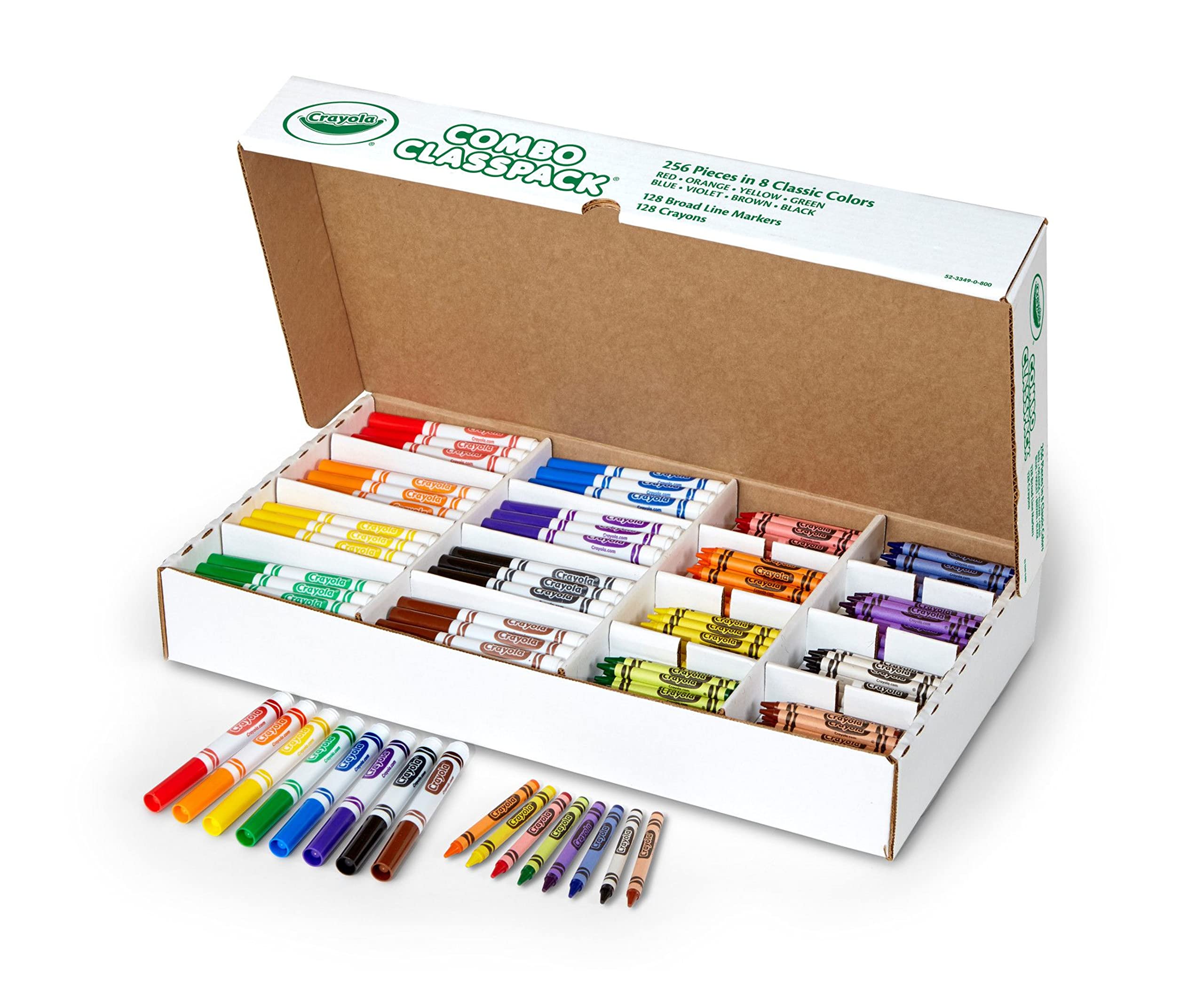 Crayola Crayons and Washable Markers Classpack (256ct), Bulk Markers for Kids, Teacher Art Supplies for Preschool & Kindergarten Classrooms
