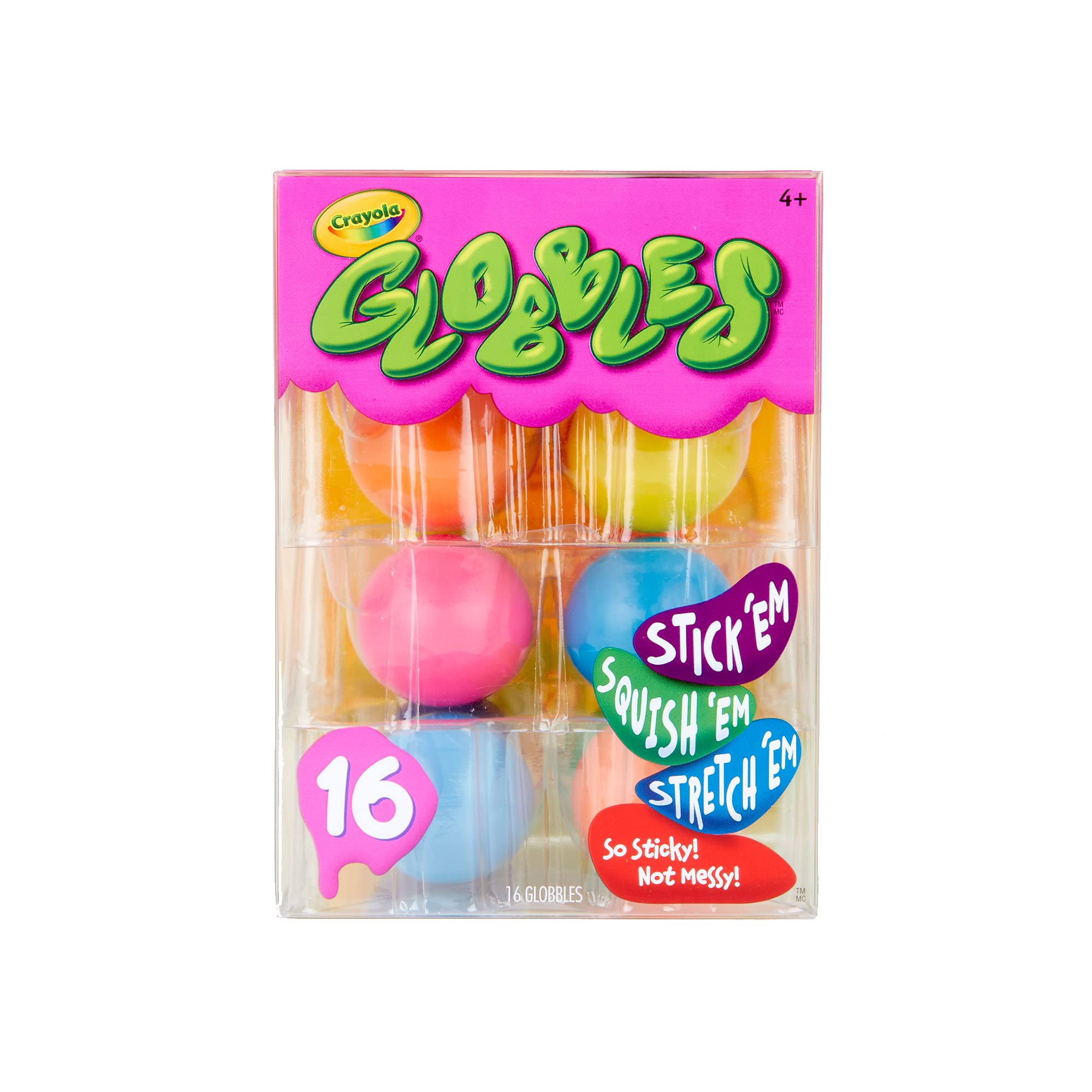 Crayola Globbles Squish Toys (16ct), Sticky Stress Ball for Adults & Kids, Calming Sensory Fidget Toys, Fidget Balls, Stress Relief Gifts, Ages 4, 5, 6
