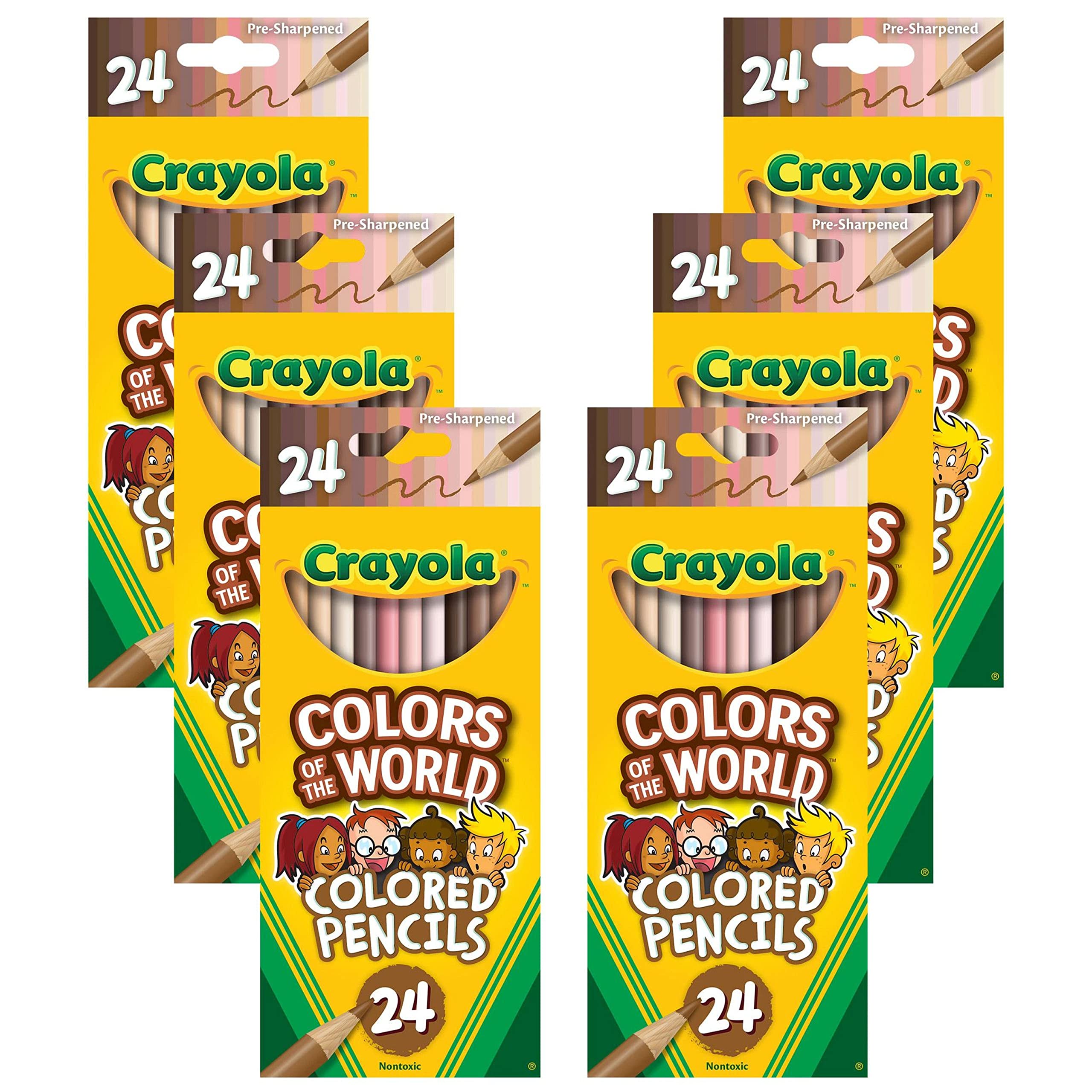 Crayola Colors of the World Bulk Colored Pencil Set - 6 Packs (24ct), Skin Tone Kids Colored Pencils for Kids, Bulk Teacher Classroom Must Haves