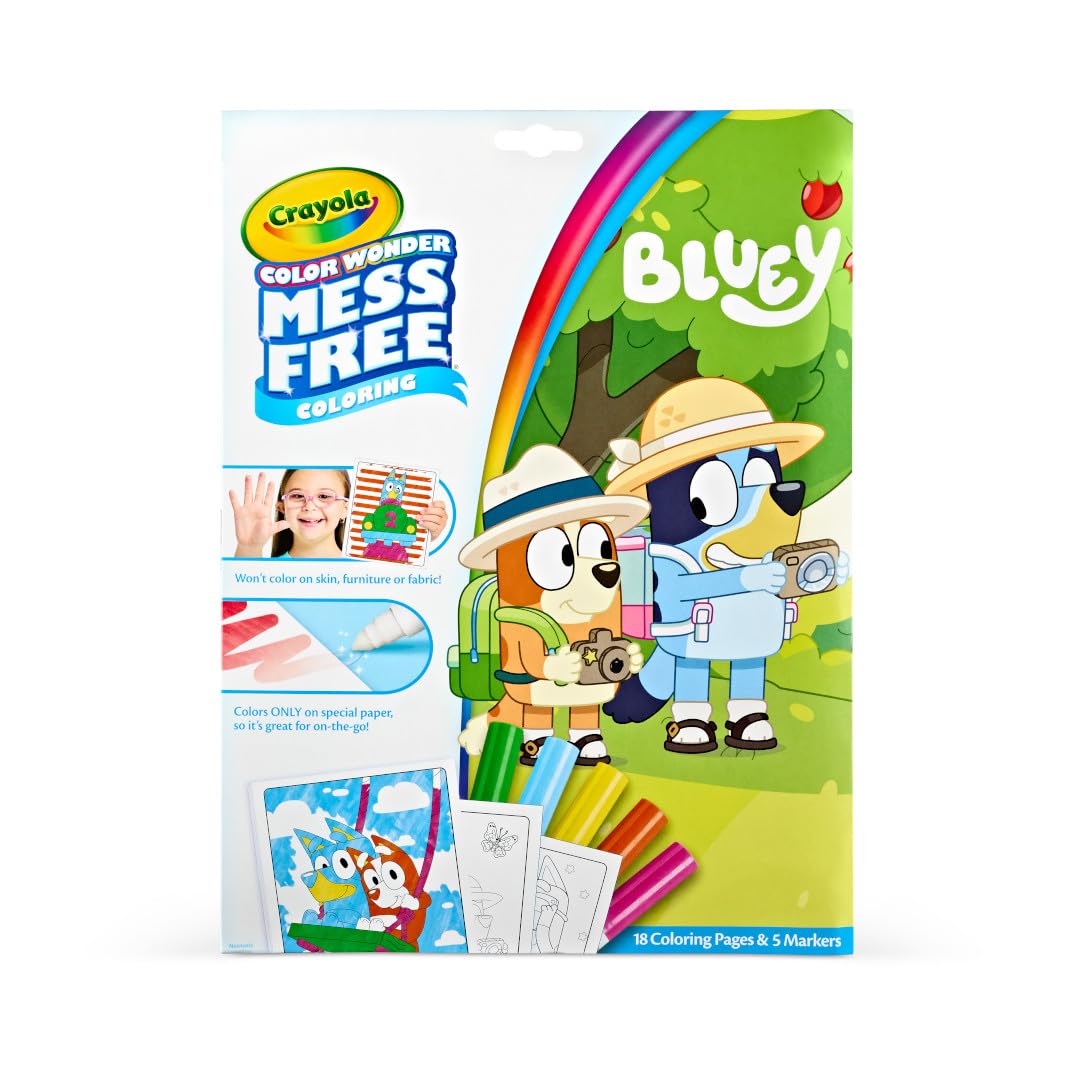 Crayola Bluey Color Wonder Coloring Set, 18 Bluey Coloring Pages, Toddler Stocking Stuffer, Holiday & Christmas Gifts for Kids, Mess Free Coloring for Toddlers, Toys & Games