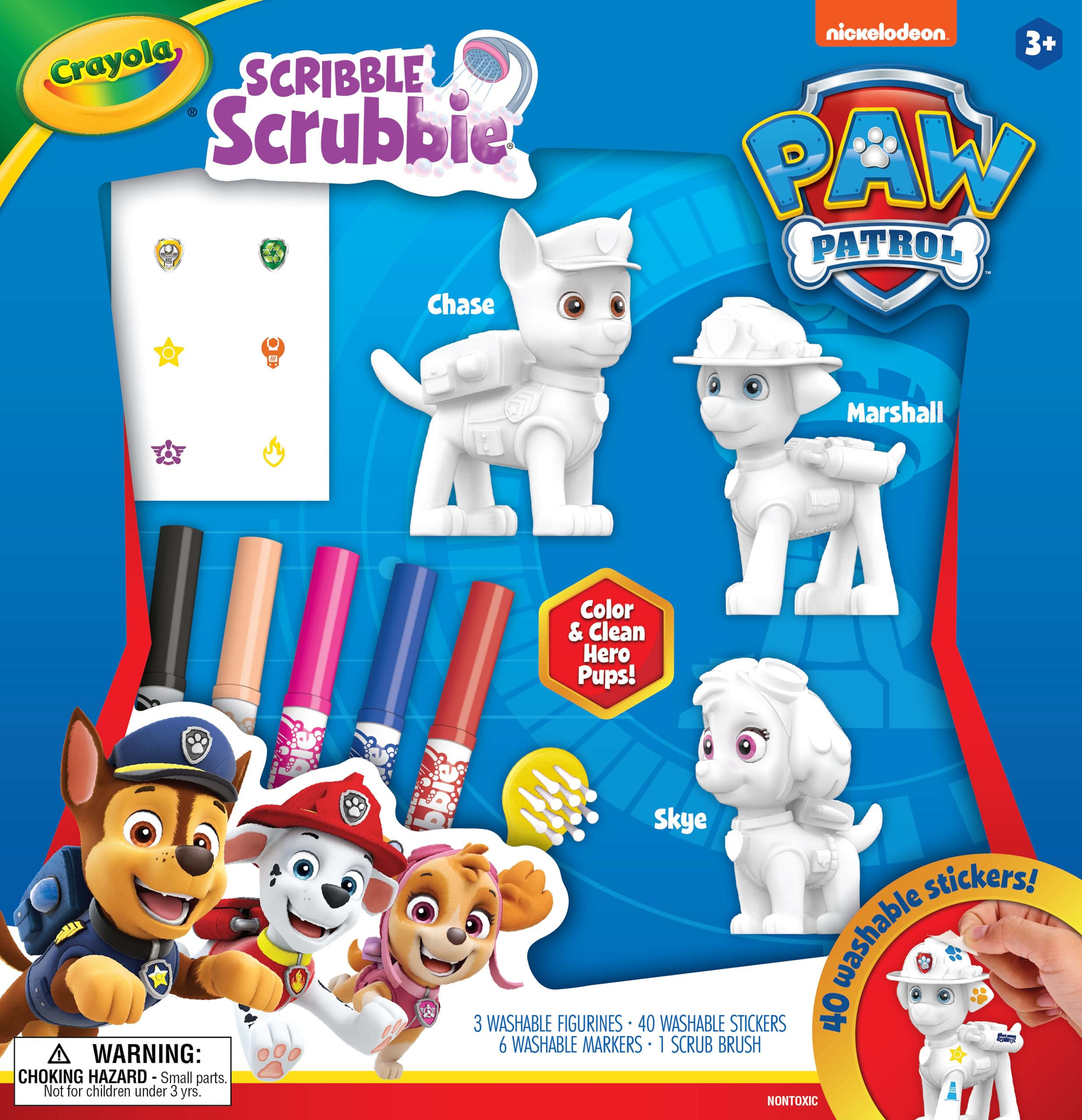 Crayola Scribble Scrubbie PAW Patrol Figurine Playset, Customizable PAW Patrol Toys & Gifts for Toddlers, Reusable Coloring Activity, Ages 3+